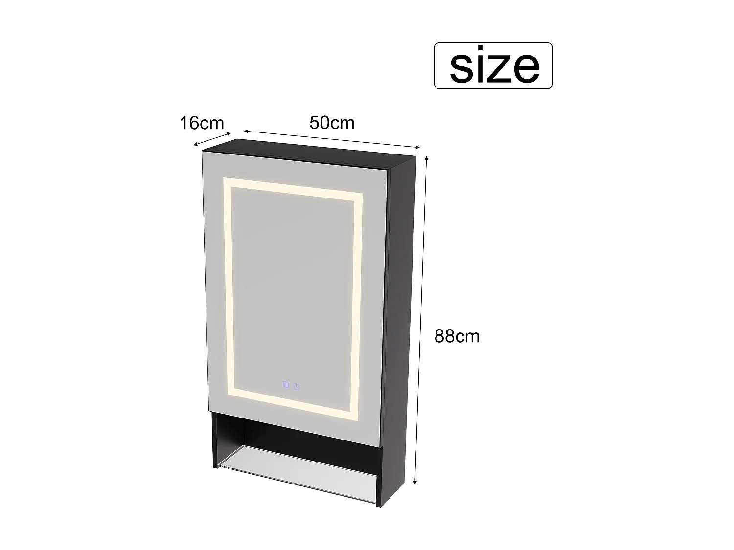 Miroir de Salle de Bain avec LED, Armoire de Toilette Miroir avec 3 étagère Réglables, 50x88x16 cm, Blanc