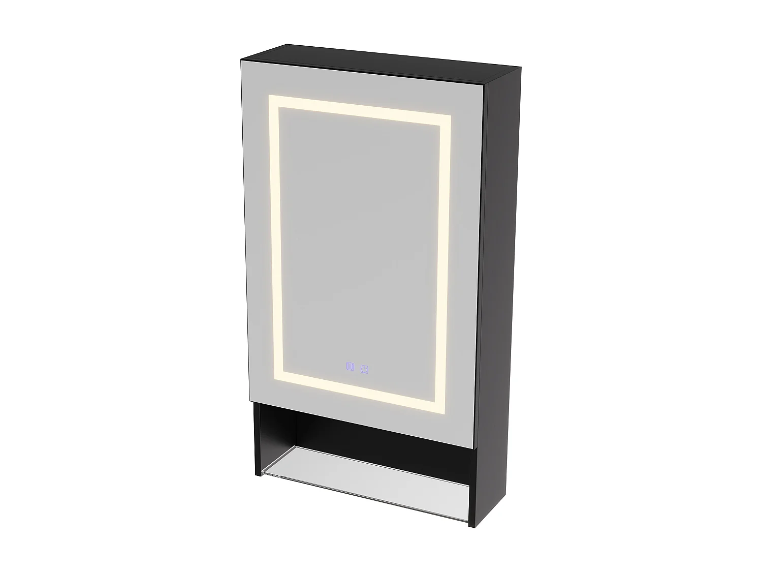 Miroir de Salle de Bain avec LED, Armoire de Toilette Miroir avec 3 étagère Réglables, 50x88x16 cm, Blanc