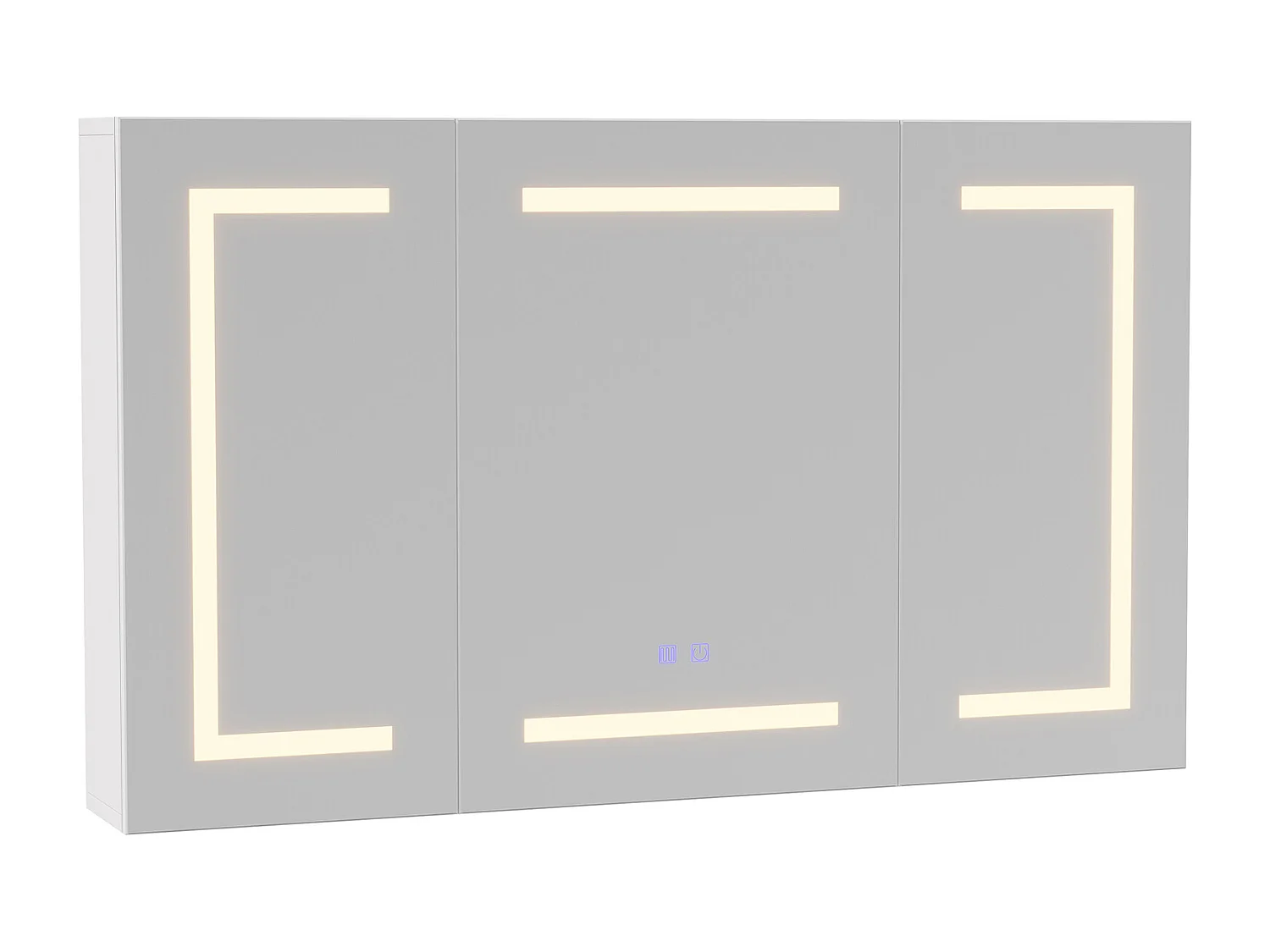 Badkamerspiegel met verlichting, badkamerspiegelkast met 3 deuren en verstelbare plank, 100x60x13cm, wit