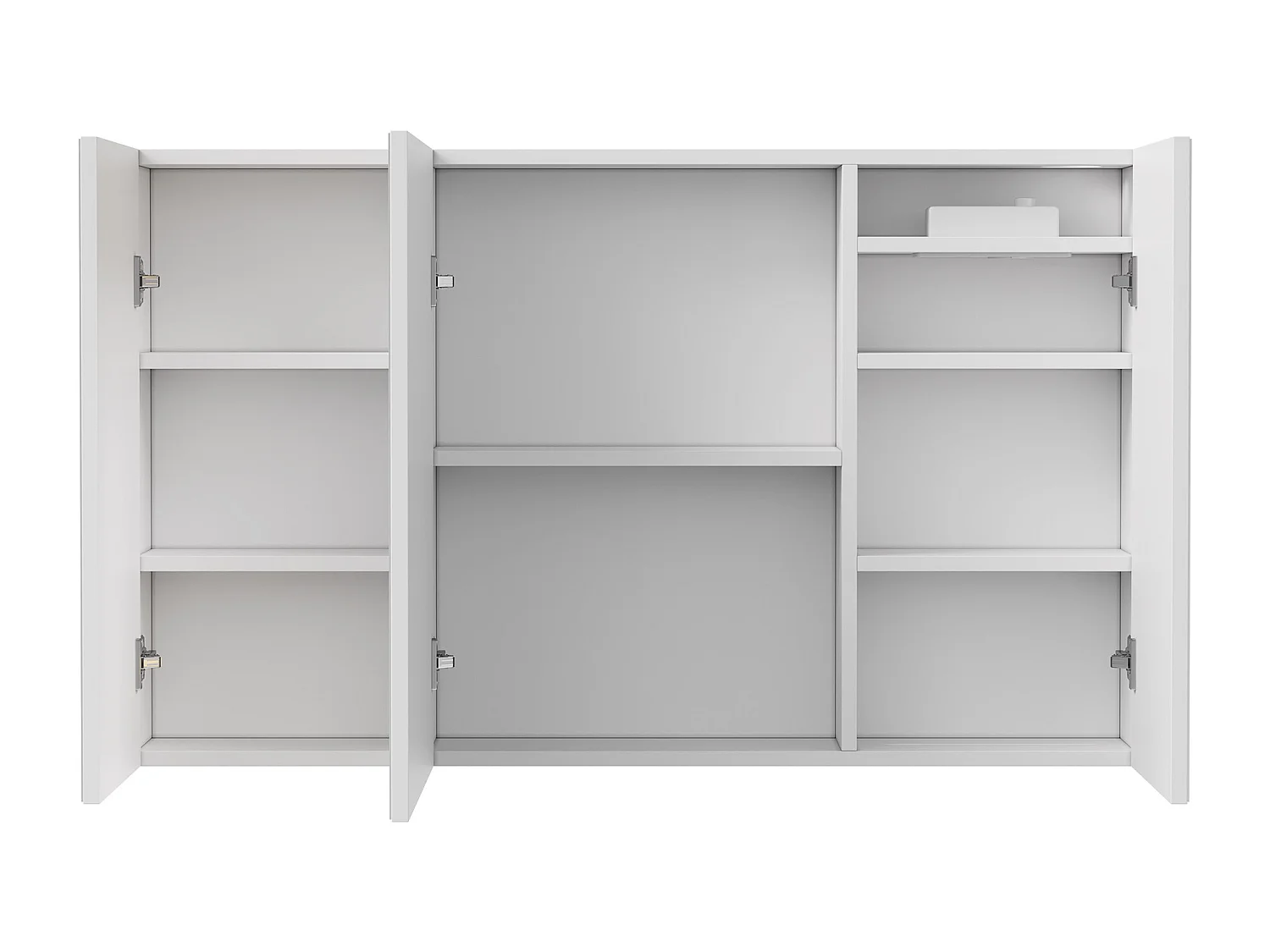 Badkamerspiegel met verlichting, badkamerspiegelkast met 3 deuren en verstelbare plank, 100x60x13cm, wit