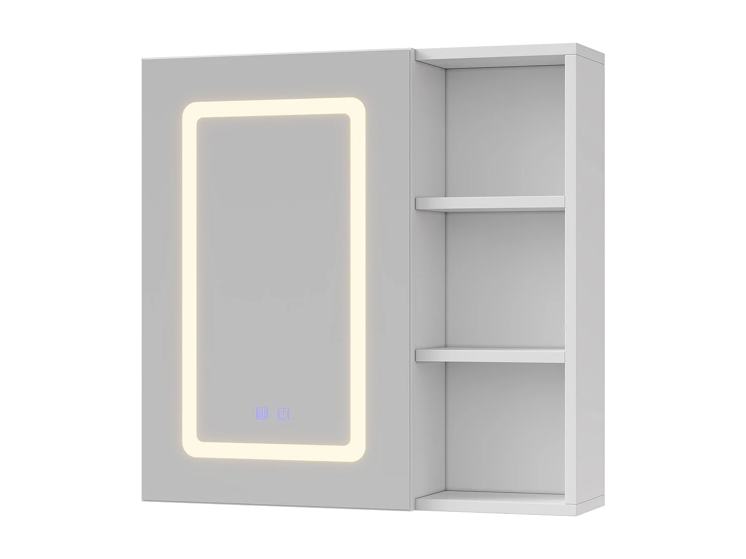 Armoire de Salle de Bain avec LED, Miroir Salle de Bain avec Rangement,etagères intérieures réglables, Blanc
