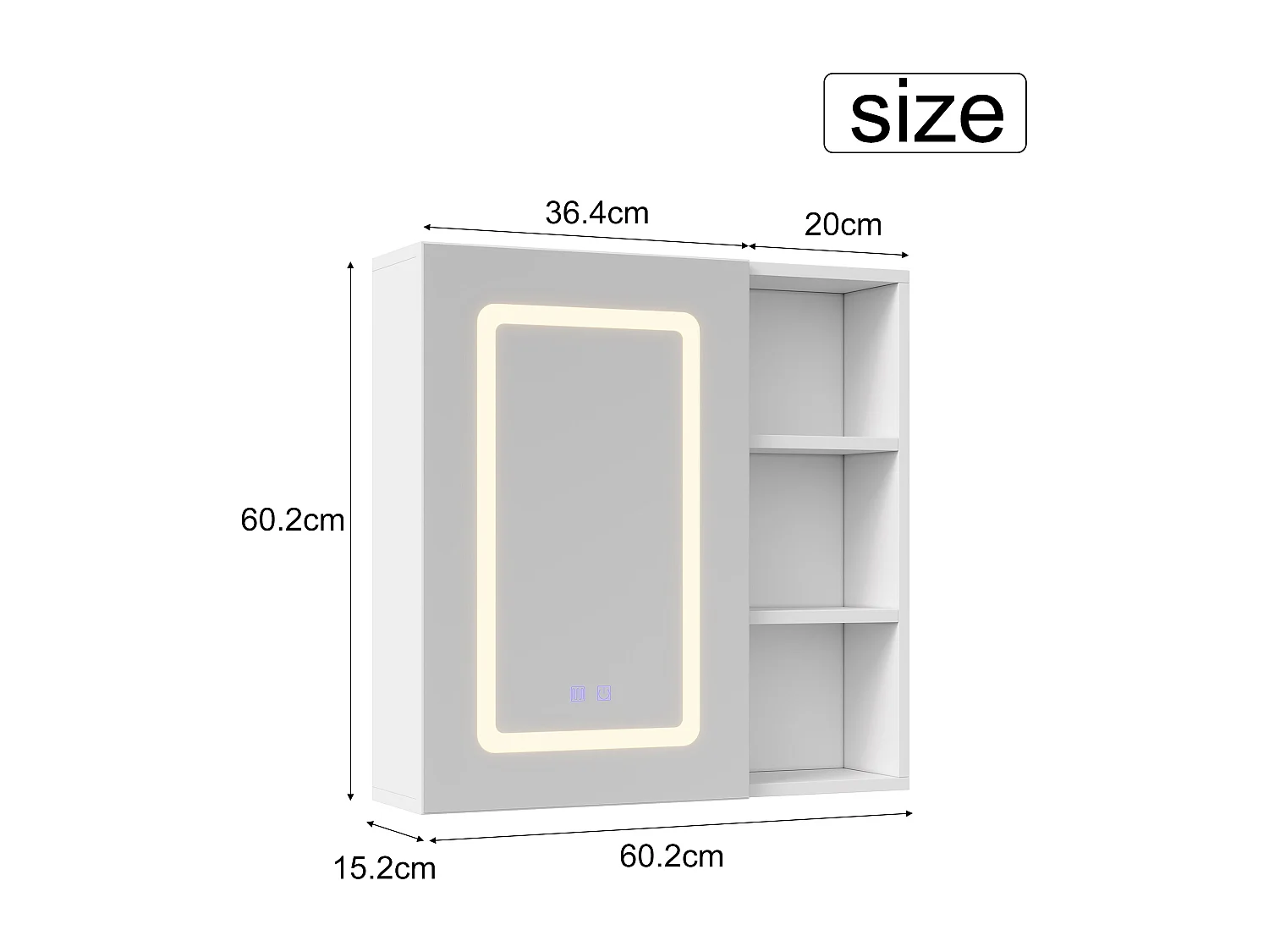 Armoire de Salle de Bain avec LED, Miroir Salle de Bain avec Rangement,etagères intérieures réglables, Blanc