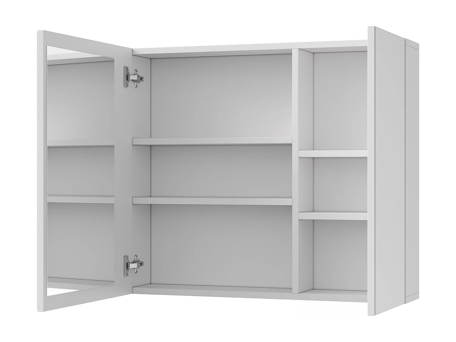 Armoire de Toilette 2 Portes avec Miroir LED Anti-Buée, Meuble Miroir Salle de Bain Mural, Blanc