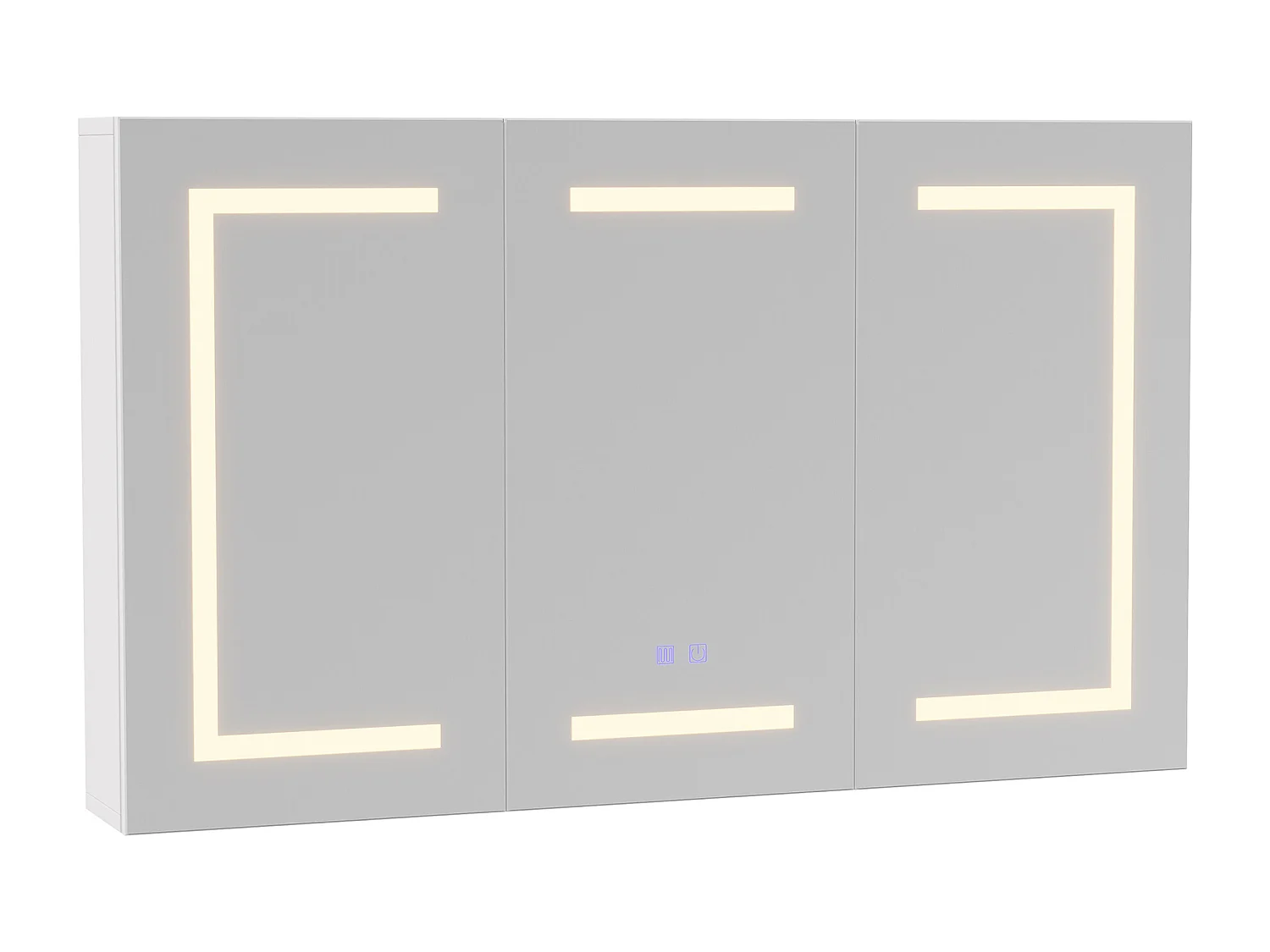 Armoire de salle de bain moderne à miroir, 100 cm, avec éclairage LED, avec capteur tactile, étagères réglables, Blanc