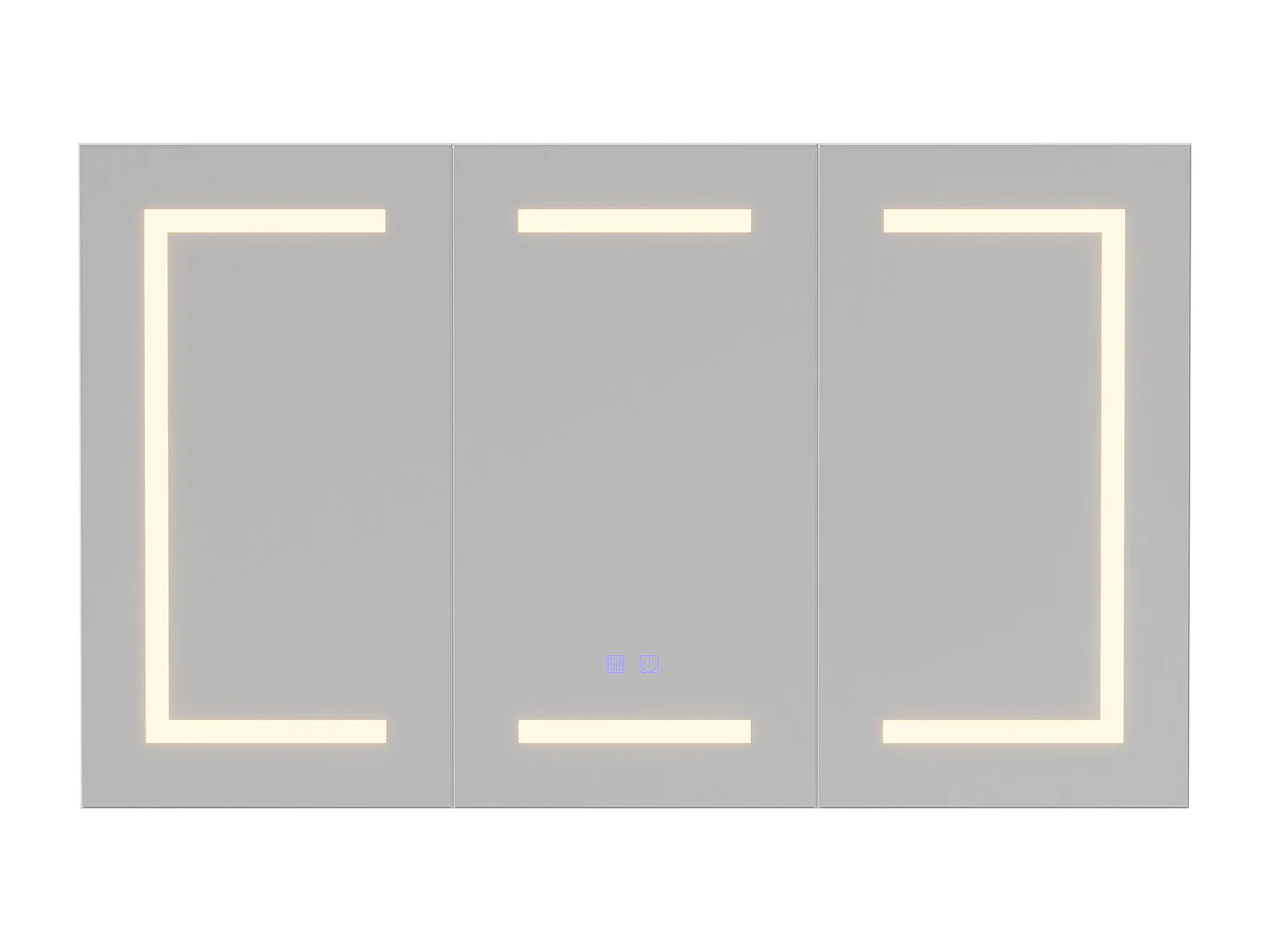 Armoire de salle de bain moderne à miroir, 100 cm, avec éclairage LED, avec capteur tactile, étagères réglables, Blanc