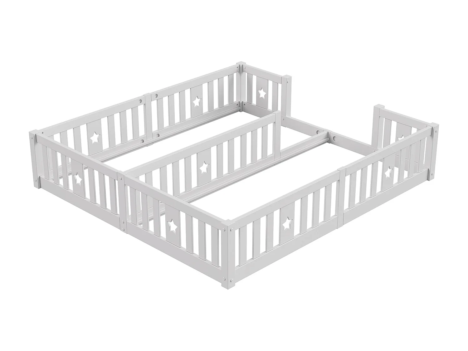Letto Montessori da pavimento 90x200 cm con protezione anticaduta, letto matrimoniale per bambini senza rete a doghe né materasso, bianco