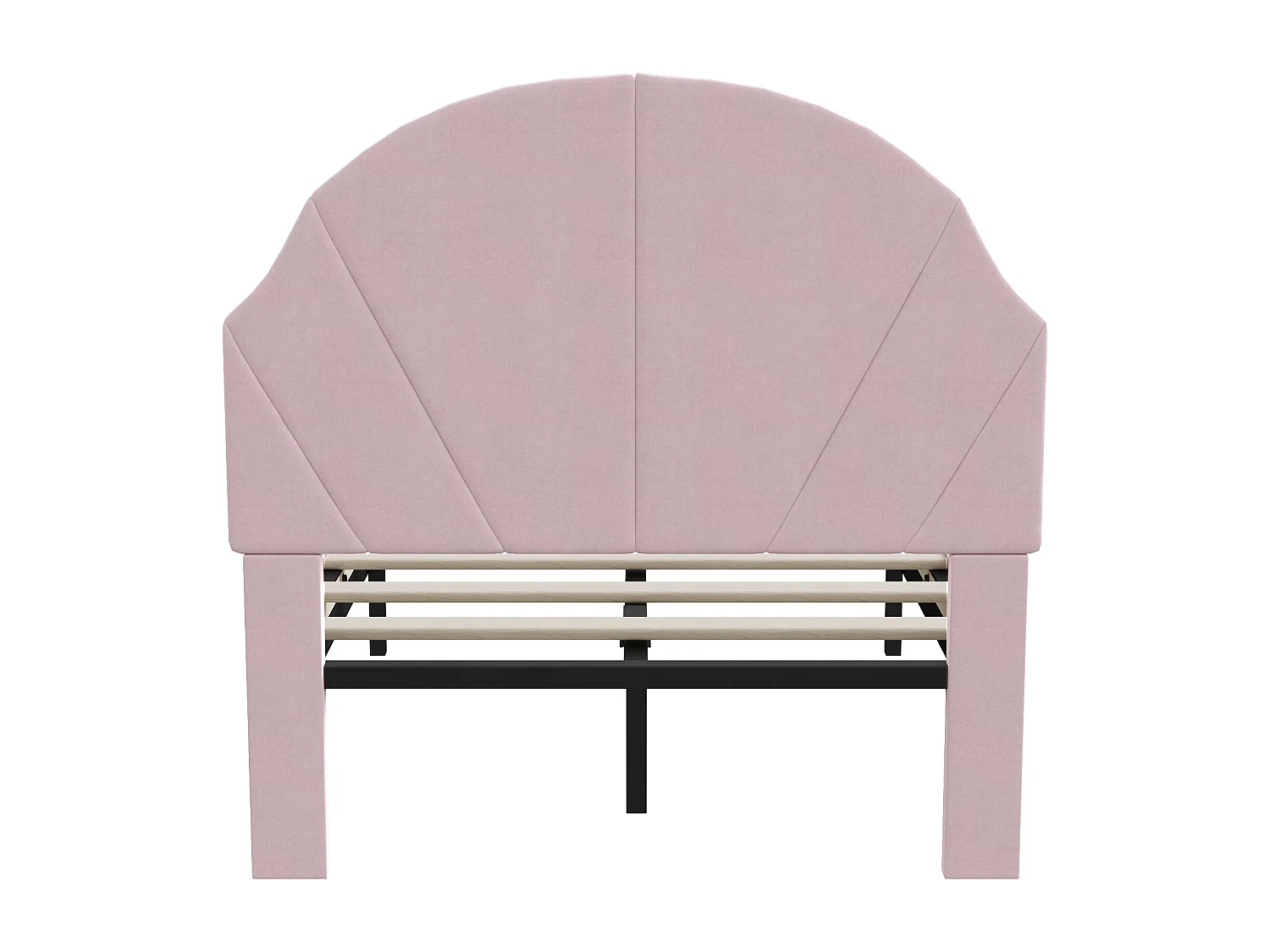 Lit fille 90 x 190 cm avec sommier à lattes, tête de lit coquillage réglable en hauteur, velours, Rose