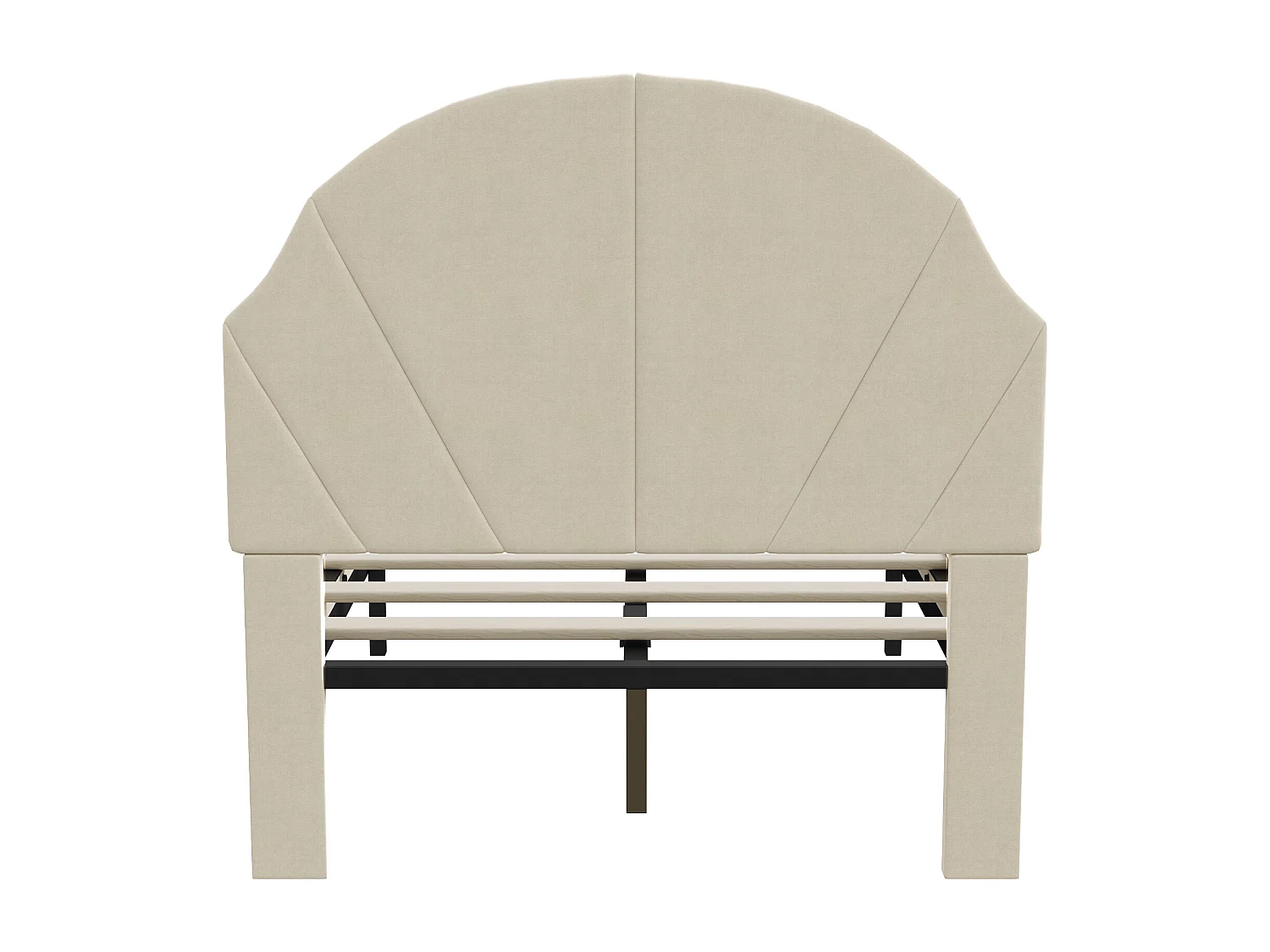 Lit fille 90 x 190 cm avec sommier à lattes, tête de lit coquillage réglable en hauteur, velours, Beige