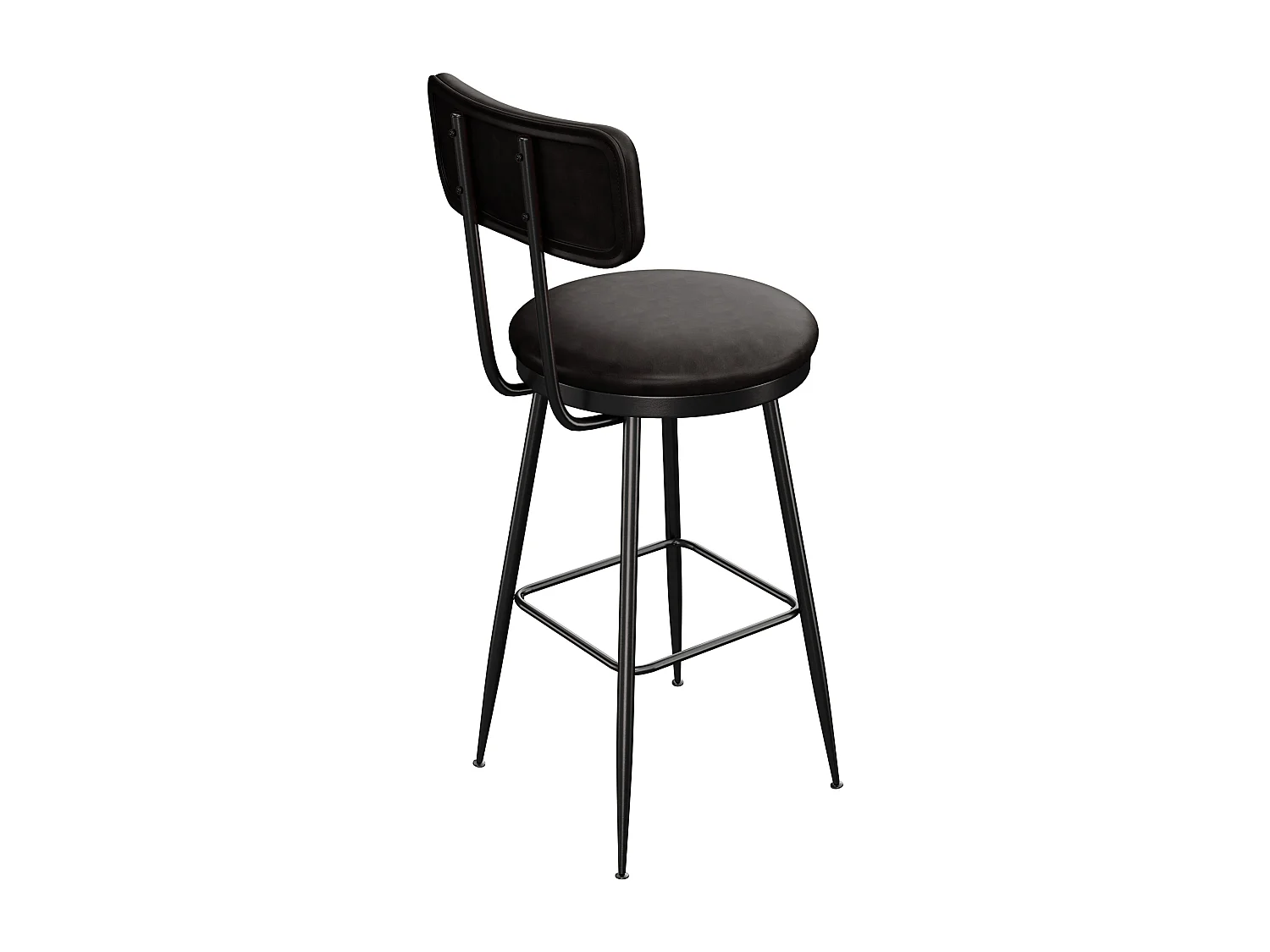 Tabouret de Bar Lot de 2, Chaise de Cuisine Rembourré PU, Hauteur Assise 65 cm, 38 x 38 x 85,5 cm, Noir