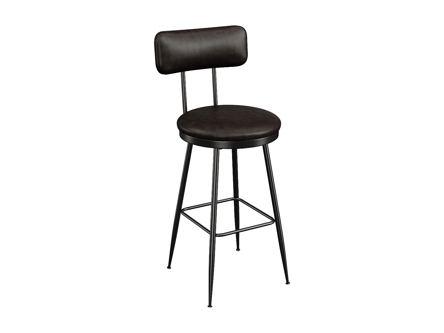 Tabouret de Bar Lot de 4, Chaise de Cuisine Rembourré PU, Hauteur Assise 65 cm, 38 x 38 x 85,5 cm, Noir