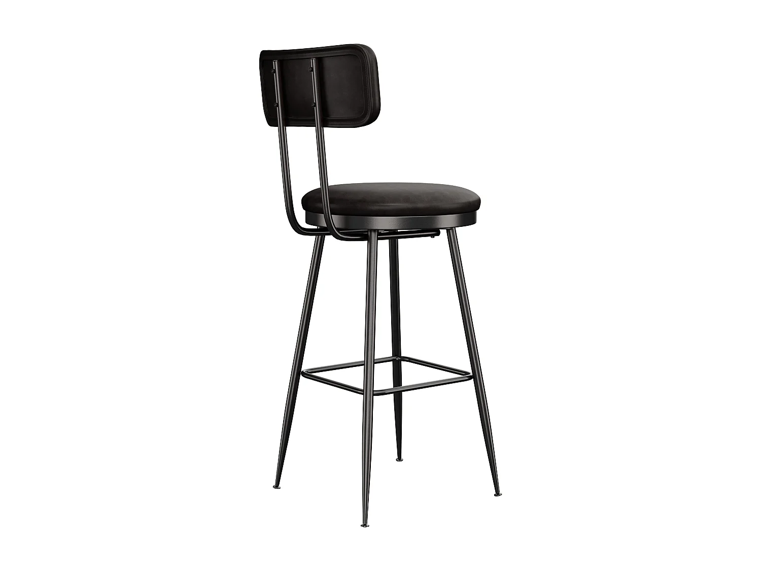 Tabouret de Bar Lot de 4, Chaise de Cuisine Rembourré PU, Hauteur Assise 65 cm, 38 x 38 x 85,5 cm, Noir
