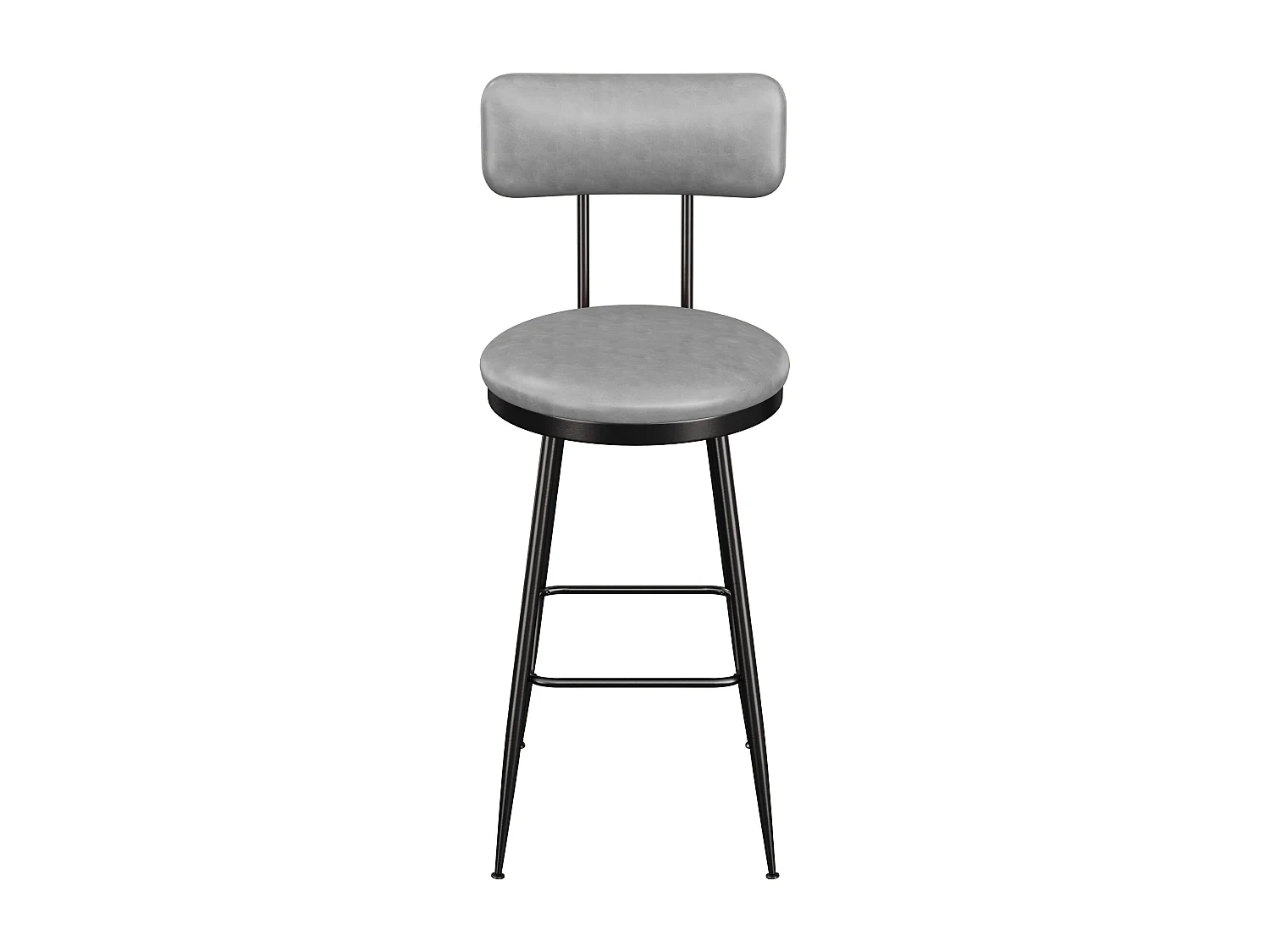 Tabouret de Bar Lot de 2, Chaise de Cuisine Rembourré PU, Hauteur Assise 65 cm, 38 x 38 x 85,5 cm, Gris