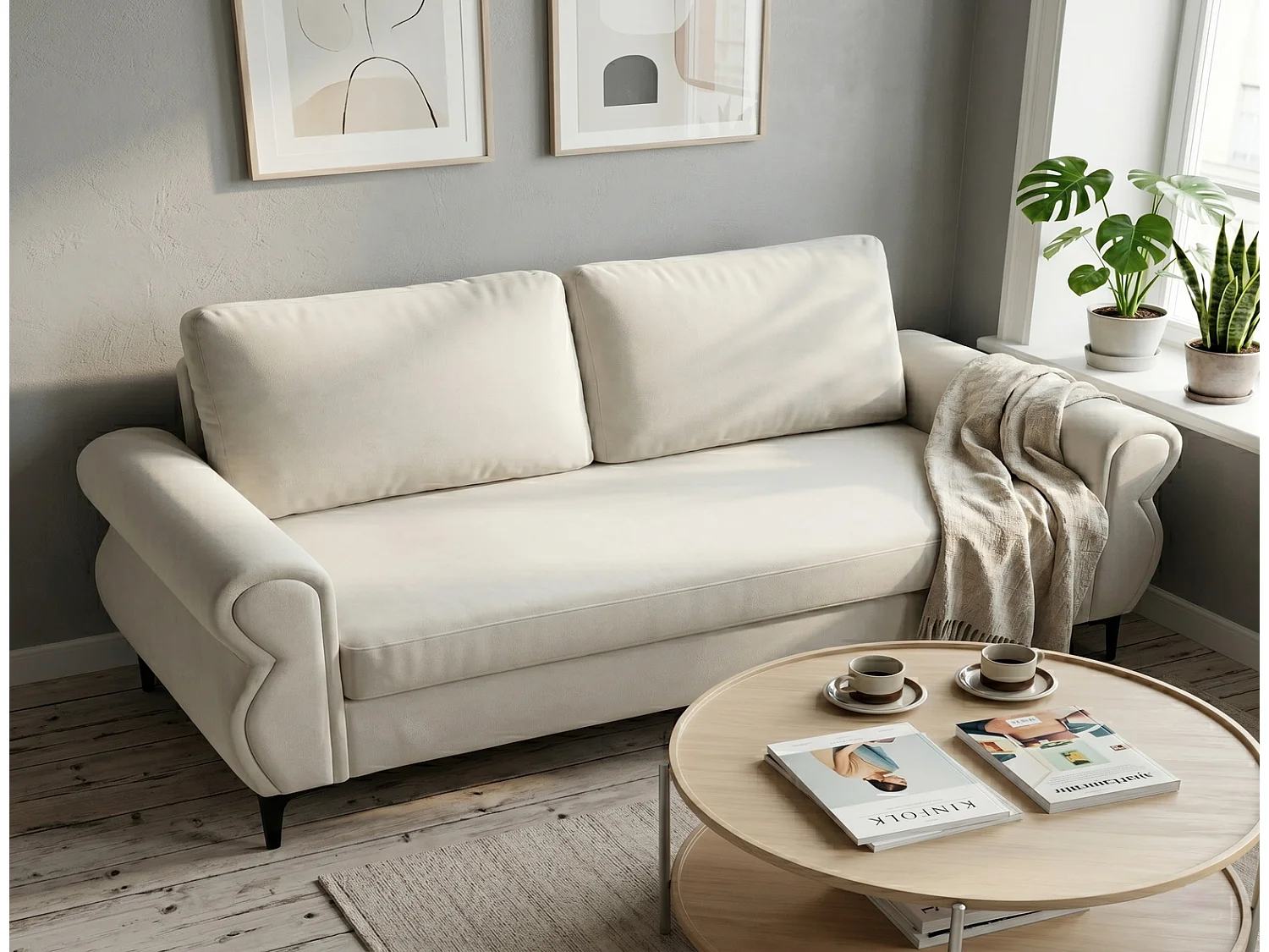 Komfortsofa Federkernsofa 200x85x90cm - Ergonomisches Sofa 49cm Sitzhöhe, 300kg Belastbarkeit, Abnehmbarer Bezug