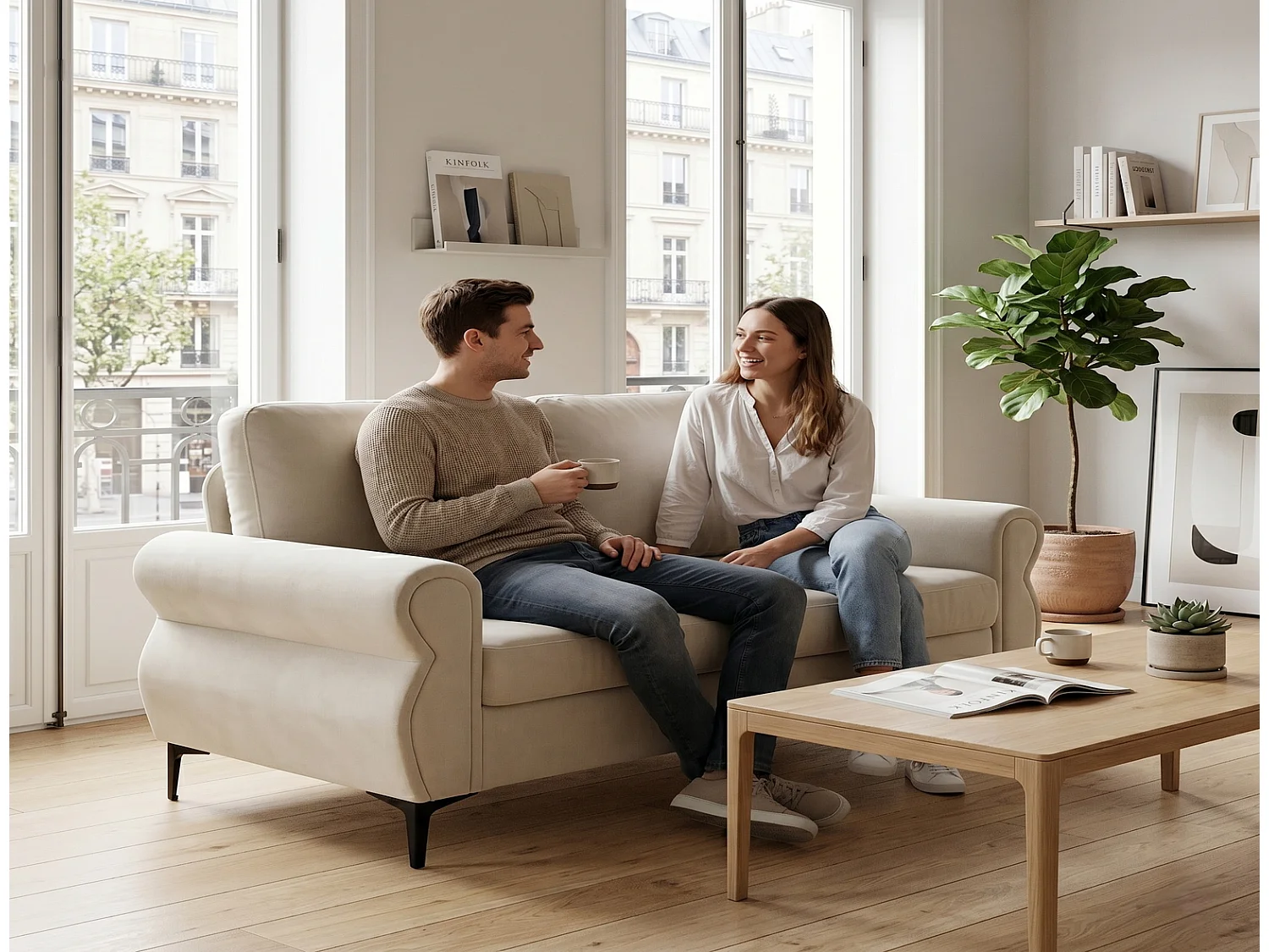 Komfortsofa Federkernsofa 200x85x90cm - Ergonomisches Sofa 49cm Sitzhöhe, 300kg Belastbarkeit, Abnehmbarer Bezug