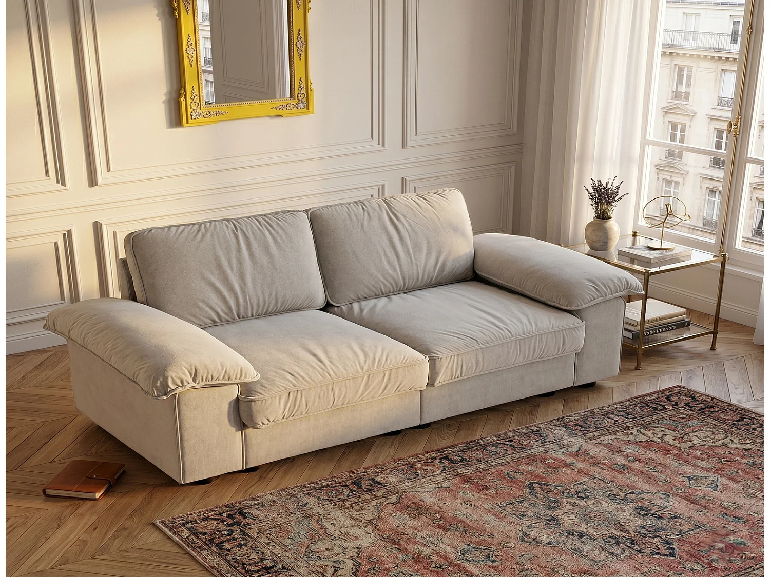 Modernes Sofa mit Stauraum Taschenfederkern Couch Platzsparendes Plüschsofa für Wohnzimmer 200x80x85 cm