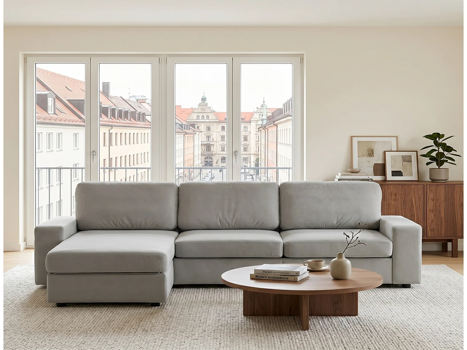 Wohnlandschaft Ecksofa mit Stauraum & Ottomane, Taschenfederkern Couch 245,5 cm, Großes Sofa für Wohnzimmer Modern