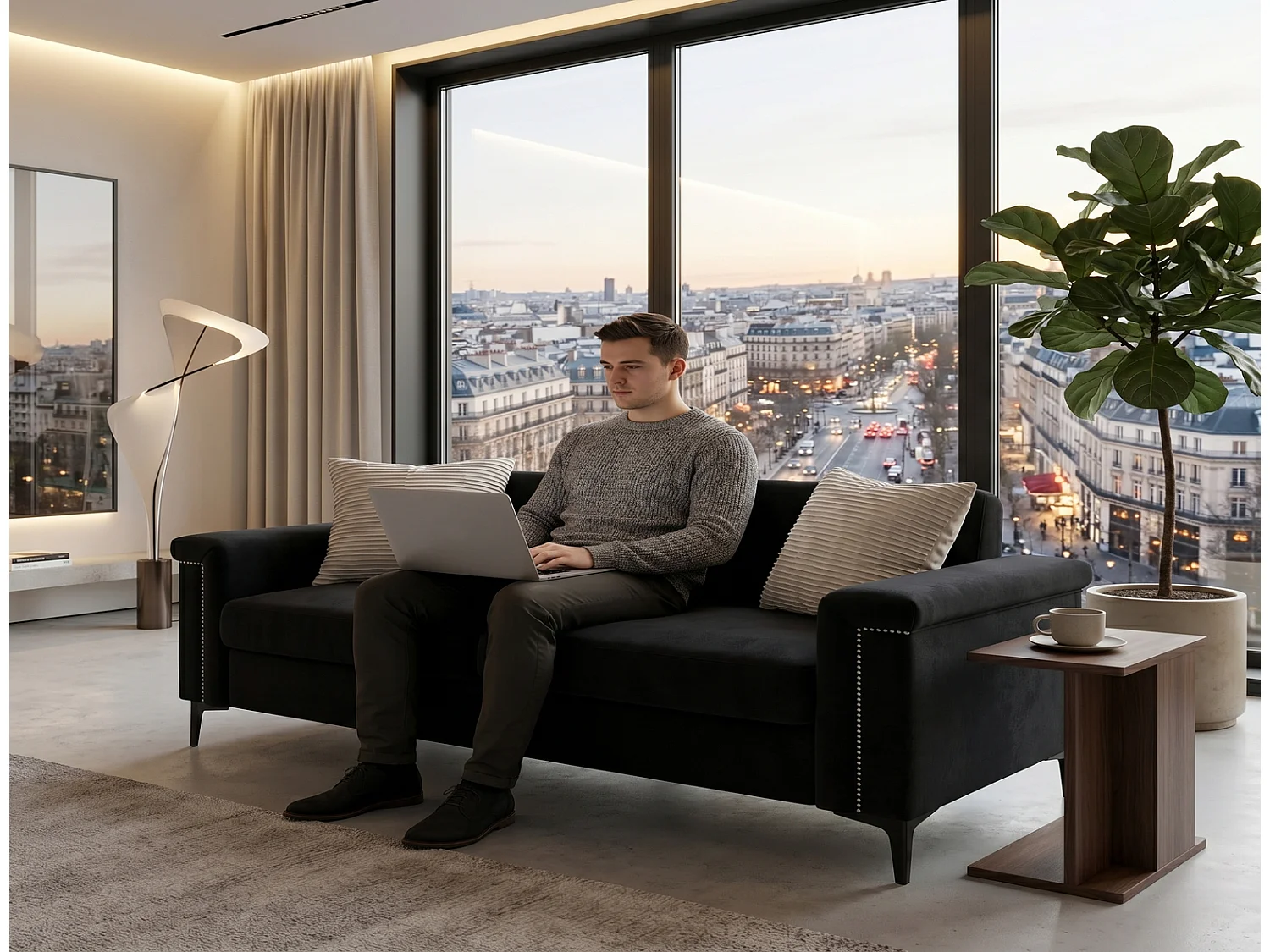 Nordisches 2-Sitzer-Sofa Leinensofa mit Taschenfederkern & Metallfüßen, Couch für Wohnzimmer 174x72x82cm