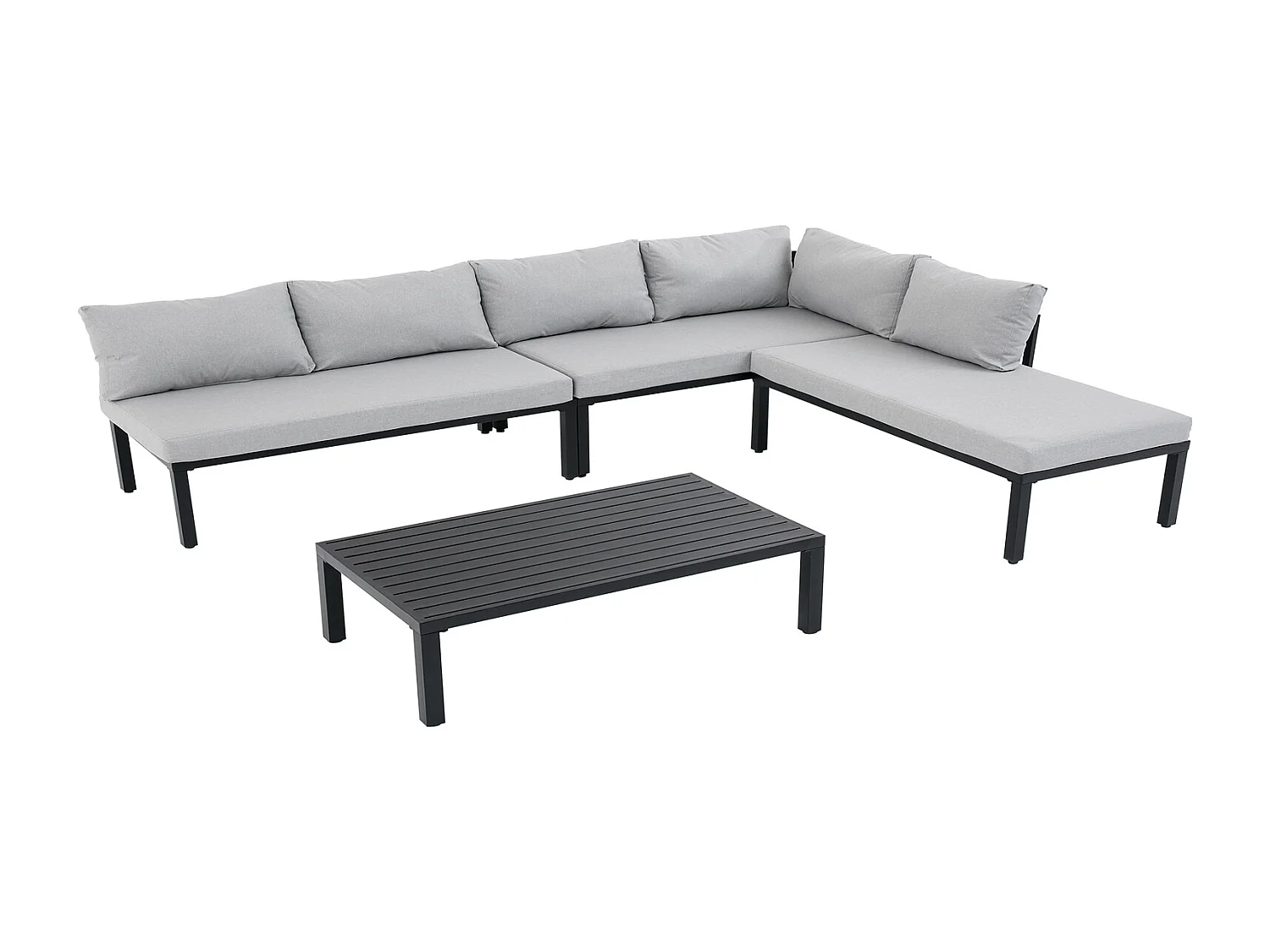 Garten-Essgruppe,Gartenmöbel-Set, Garten-Loungesessel-Set mit verzinktem Eisenrahmen,6-Sitzer, verstellbare Beine, abnehmbare Rückenlehne, modulares Sofa, Tischplat