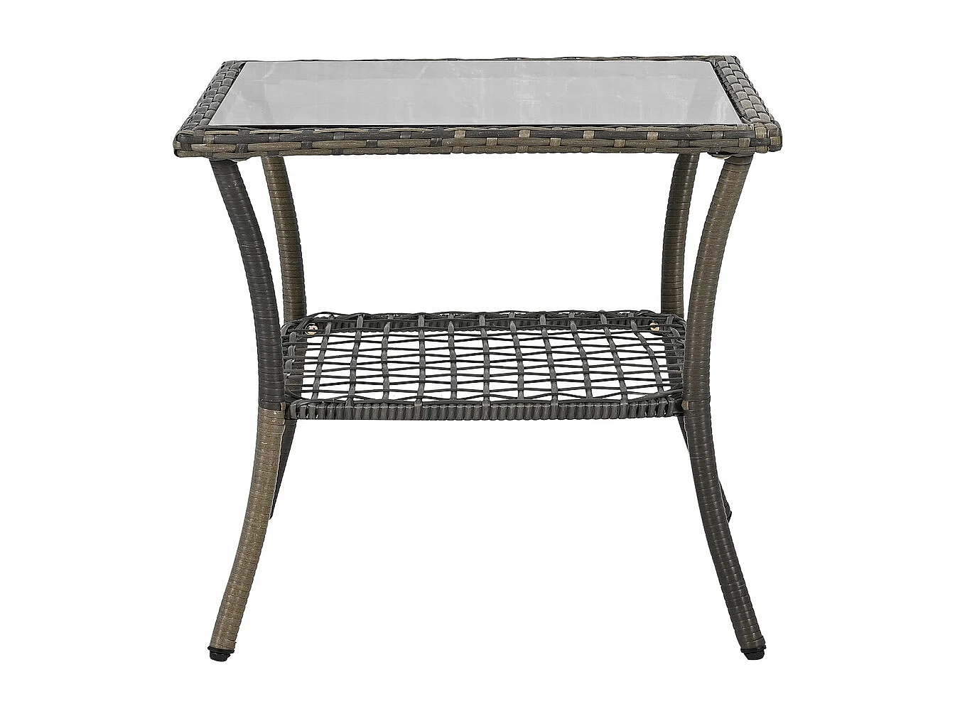 Rattan Balkonset 3-teilig, Schaukelstuhl Set mit Tisch, grauen Kissen, wetterfestes Bistro Set Balkon