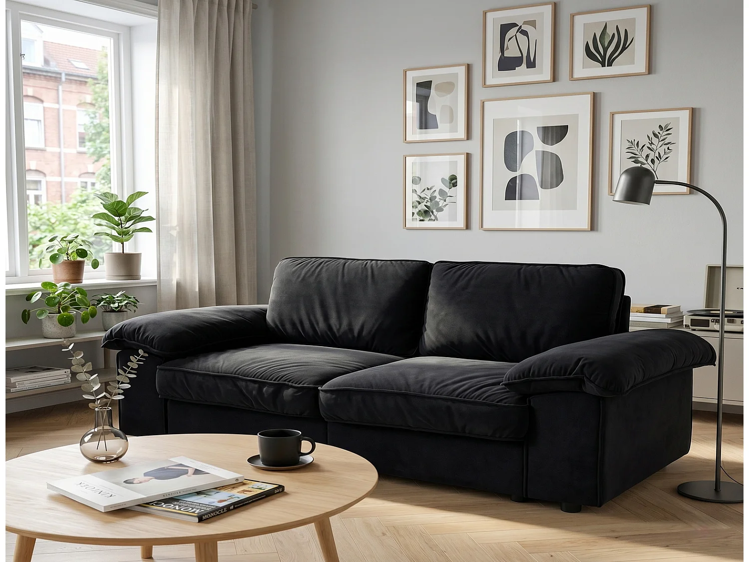 2-Sitzer Sofa mit Stauraum Taschenfederkern Couch Plüschsofa Holzrahmen 150x80x85cm