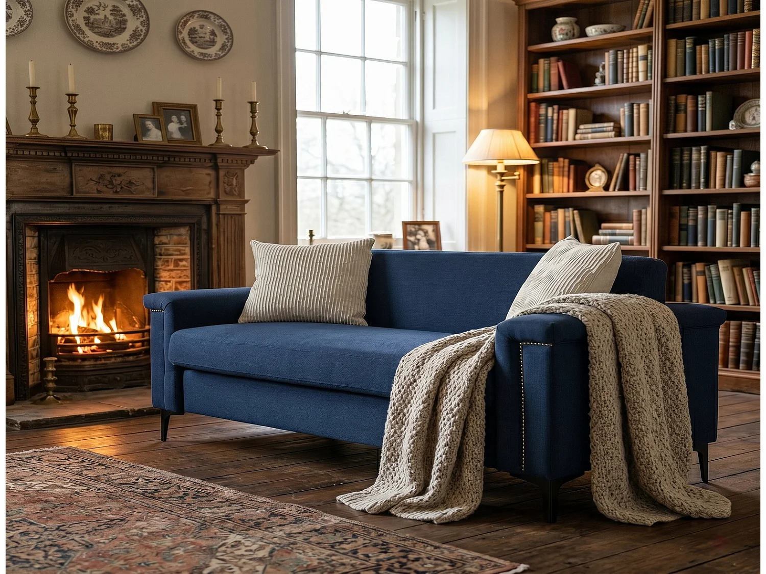 2-Sitzer-Sofa Skandinavische Couch Leinensofa mit Taschenfederkern und Metallfüßen, Platzsparendes Sofa für Wohnzimmer