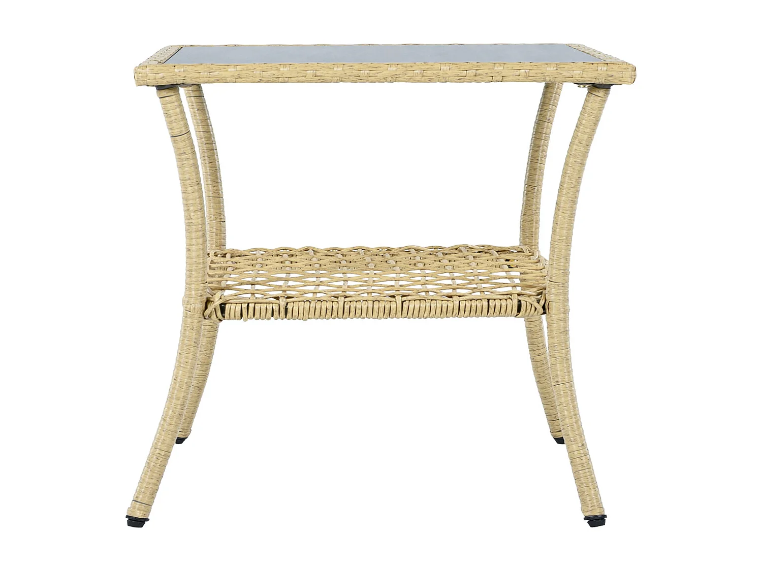 Rattan Balkongarnitur 3-teilig mit 2 Schaukelstühlen, Glastisch, beigen Kissen, wetterfest, Belastbarkeit 160 kg