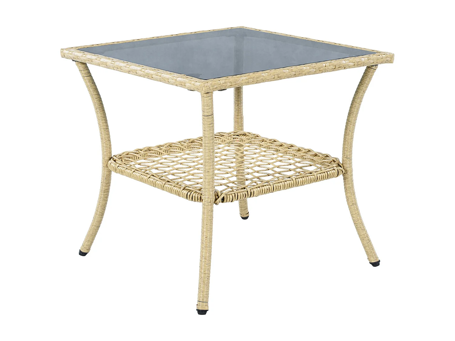 Rattan Balkongarnitur 3-teilig mit 2 Schaukelstühlen, Glastisch, beigen Kissen, wetterfest, Belastbarkeit 160 kg