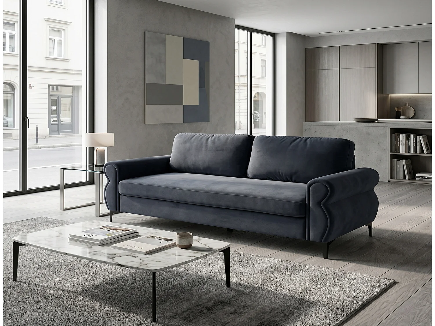 Kompaktes Sofa 173 cm Zerlegbares Apartment Sofa mit Abnehmbarem Bezug & Metallfüßen, Couch Klein für Kleine Räume