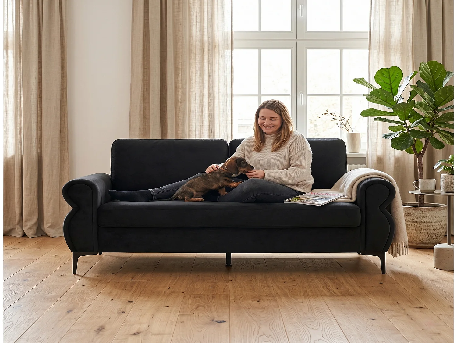 Kompaktes 2-Sitzer Sofa Stoffsofa für Apartments 173,5x81x92 cm Kleine Couch mit Taschenfederkern