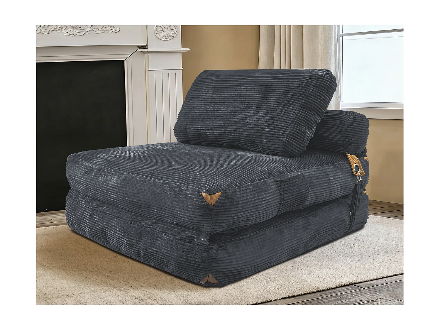 Bodensofa mit Stauraum Lounge Sofa Einsitzer Quasten 87x86x40 cm