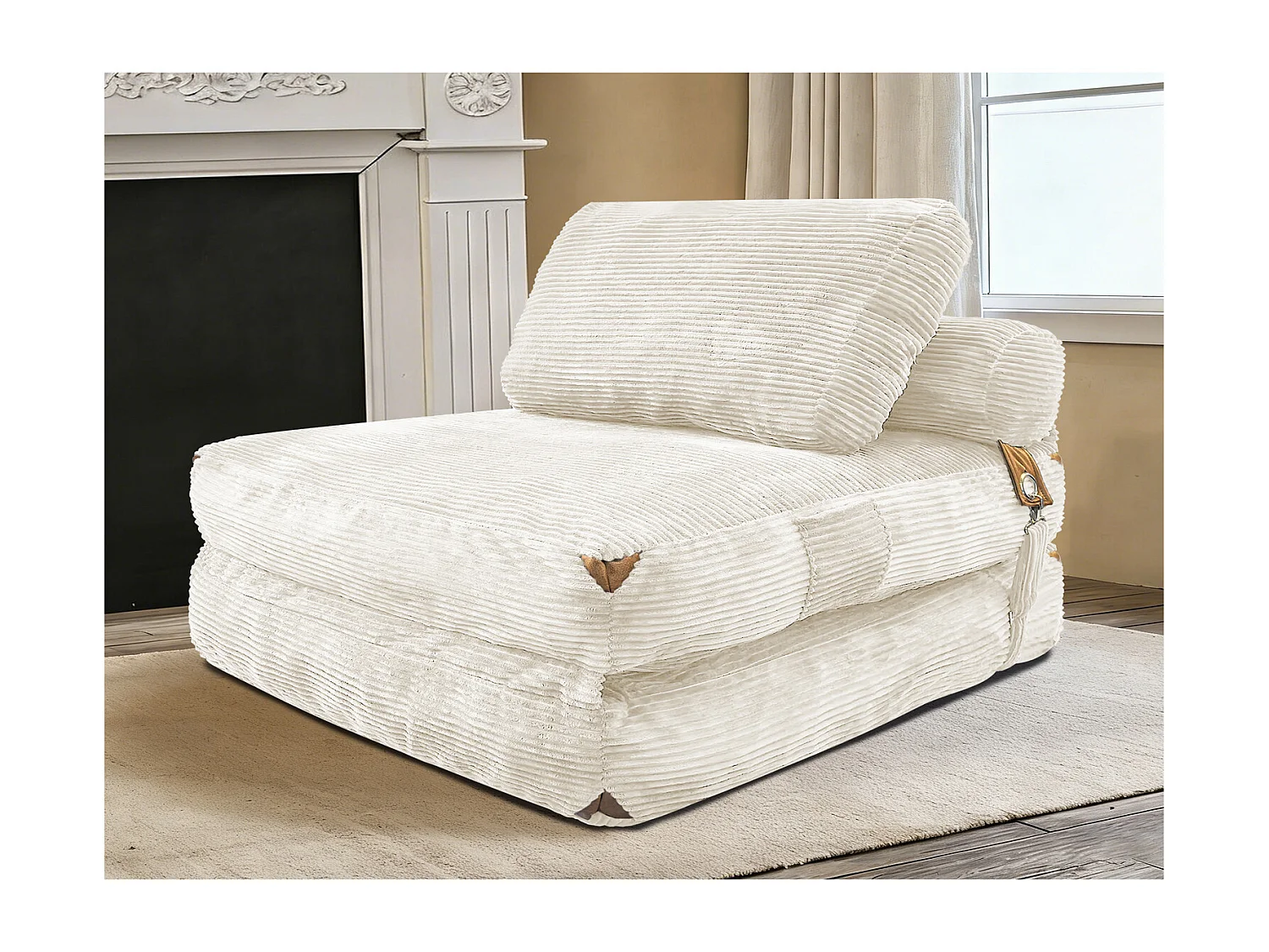 Moderner Loungesessel Lazy Sofa mit Stauraum & Quasten, Bodensessel Einsitzer Sessel 87x86x40 cm