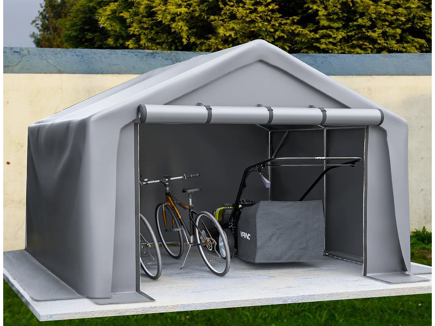 Geräteschuppen Zelt 244x241x217cm Dunkelgrau Fahrradgarage Lagerzelt mit 170g PE Plane & Verzinktem Stahlrohr