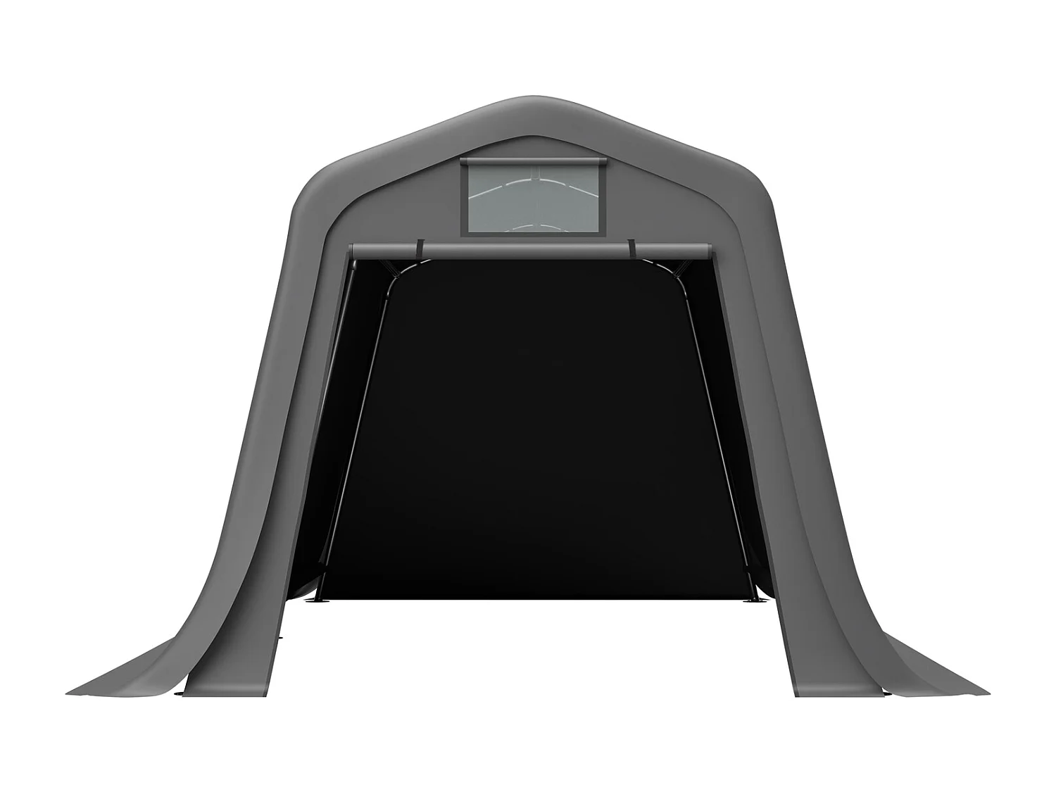 Geräteschuppen Zeltgarage 366x213x225cm Dunkelgrau Wasserdicht Motorradgarage PE-Folienschuppen Spitzdach