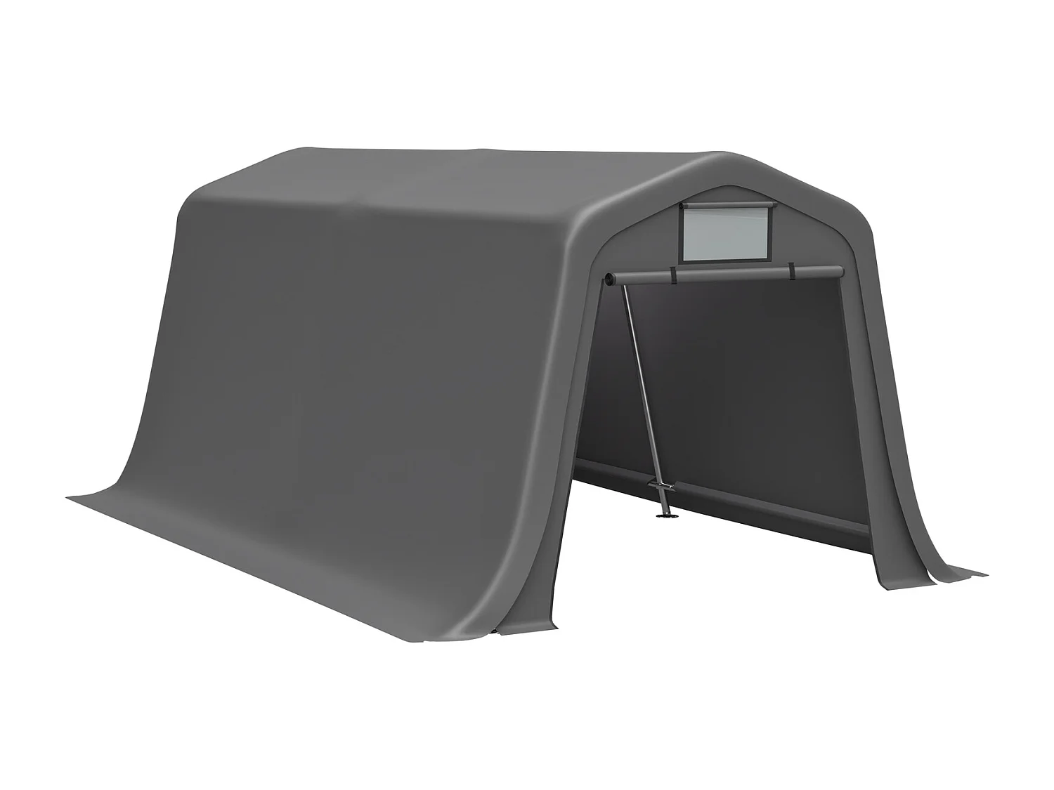 Geräteschuppen Zeltgarage 366x213x225cm Dunkelgrau Wasserdicht Motorradgarage PE-Folienschuppen Spitzdach