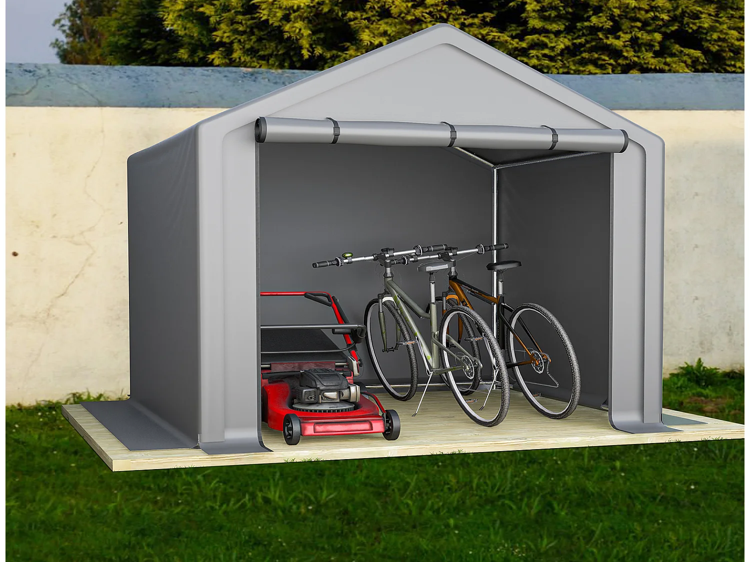 Fahrradgarage Zelt 190x170x200cm Dunkelgrau - Wetterfestes Lagerzelt aus 170g/m² PE Plane für Gartengeräte