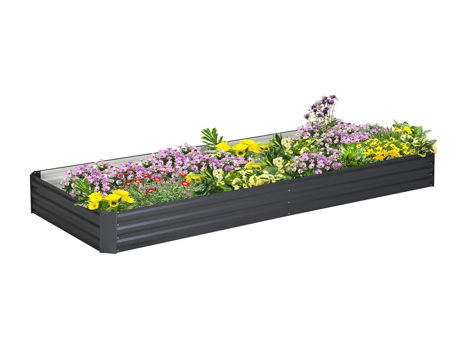 Stahl Hochbeet grau mit offenem Boden 241x90,5x30 cm rechteckiges Metall Hochbeet für Garten