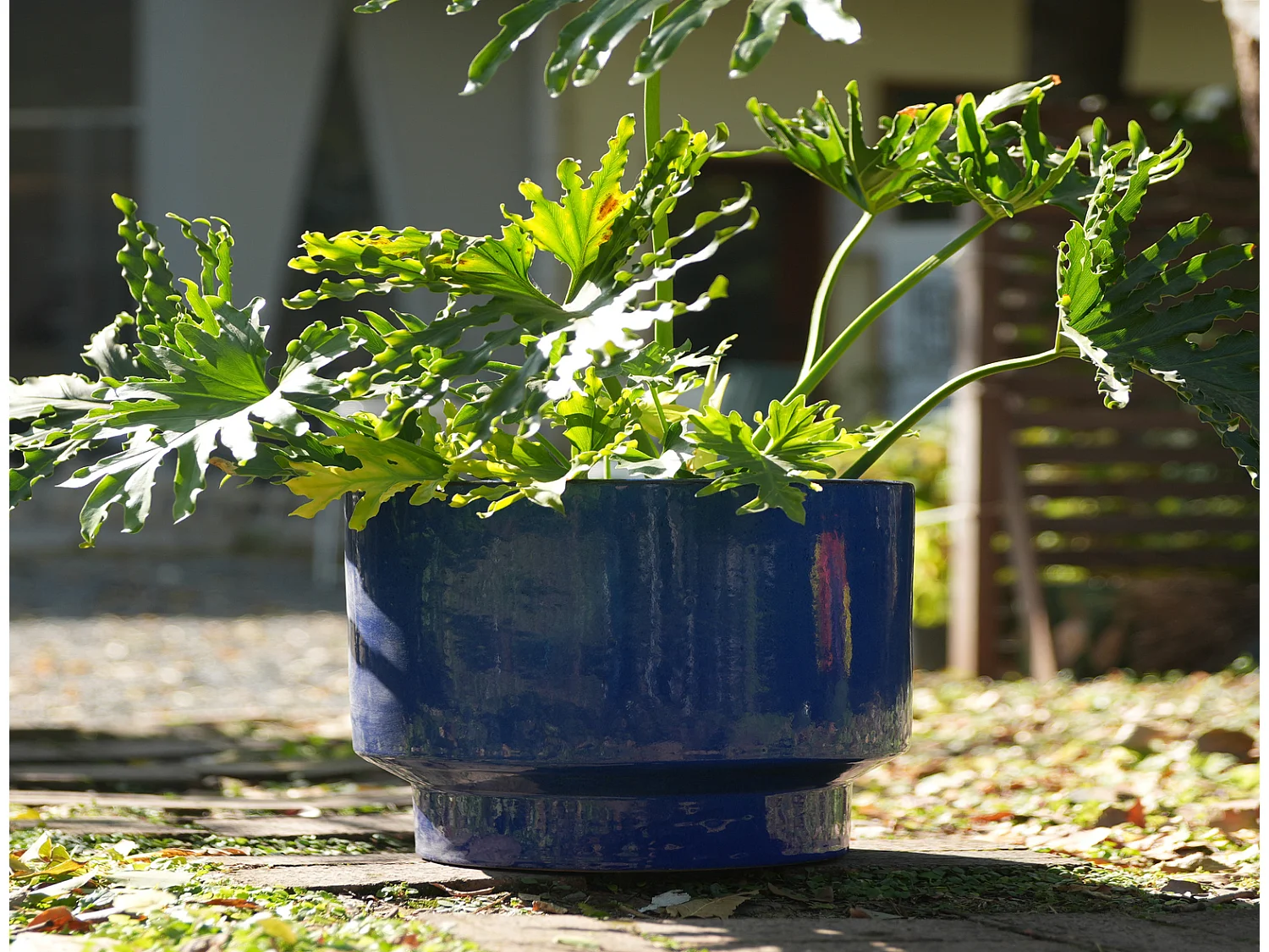 Keramik Blumentopf Set 3-teilig handgemacht blau Ø 38,1/30,5/22,9 cm für Innen- und Außenbereich