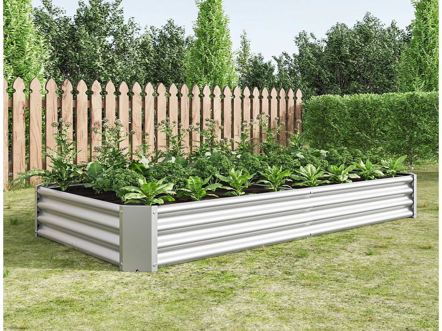 Hochbeet Metall Garten, Robustes Stahl Hochbeet Bausatz ohne Boden, Rostschutz, für Gemüse, Kräuter & Blumen Anthr