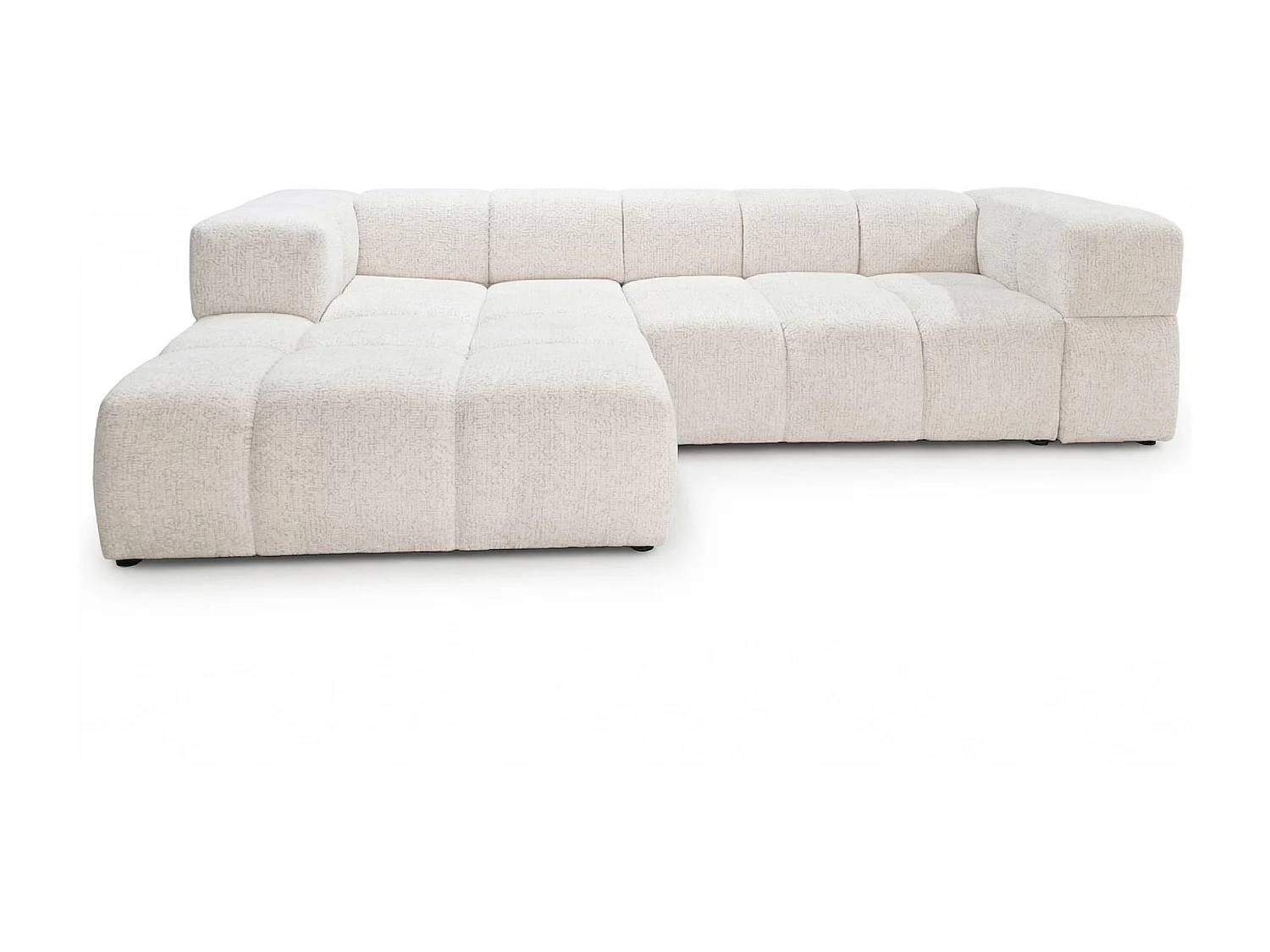 Canapé d’angle gauche Valley Bubble avec fonction couchage, design moderne, coloris blanc, super confortable