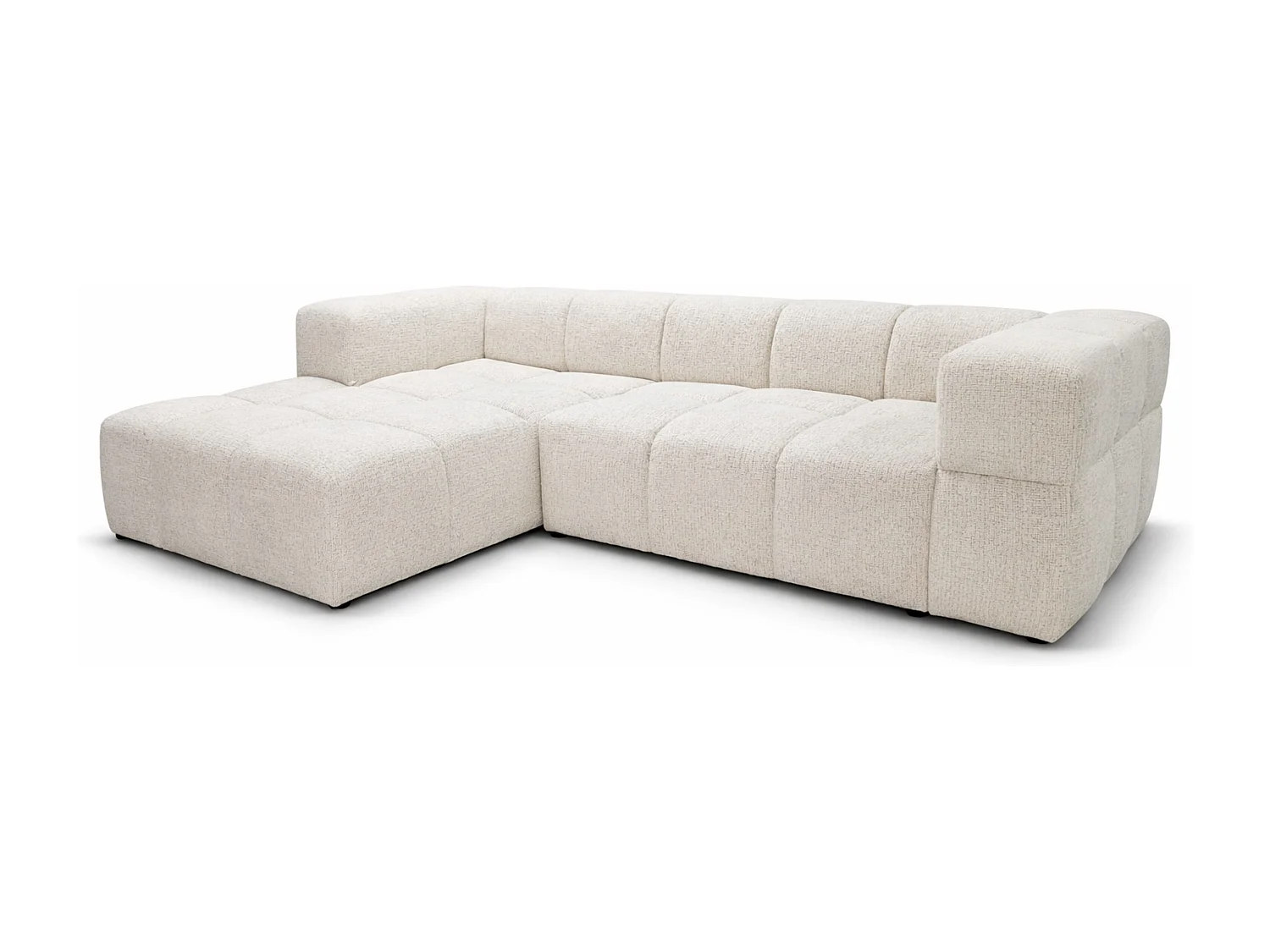 Canapé d’angle gauche Valley Bubble avec fonction couchage, design moderne, coloris blanc, super confortable