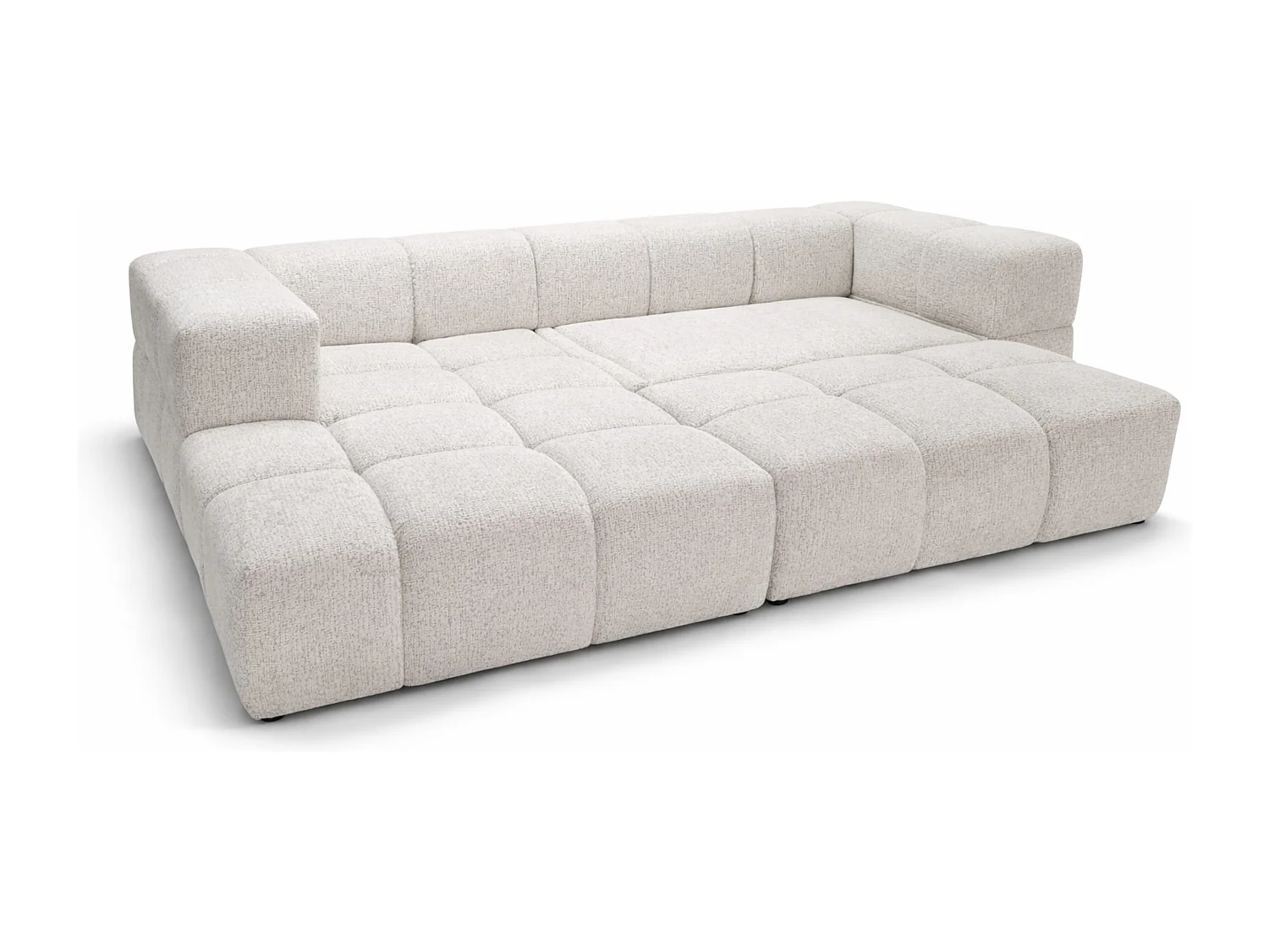 Canapé d’angle gauche Valley Bubble avec fonction couchage, design moderne, coloris blanc, super confortable