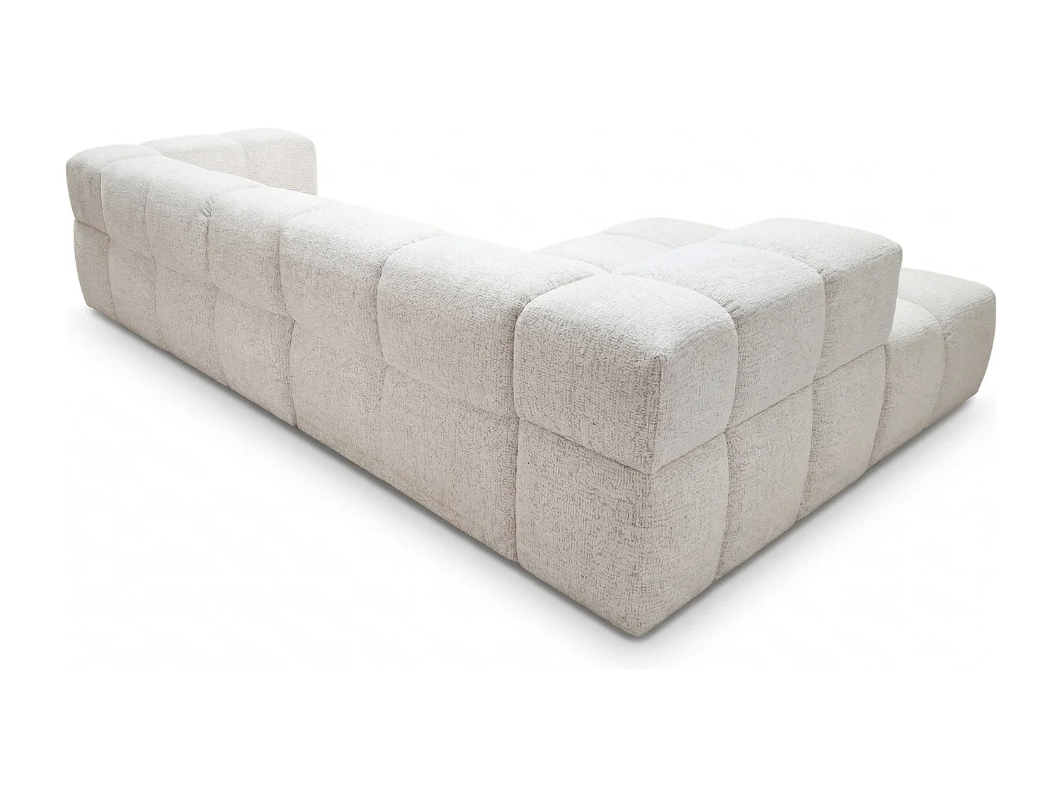 Canapé d’angle gauche Valley Bubble avec fonction couchage, design moderne, coloris blanc, super confortable