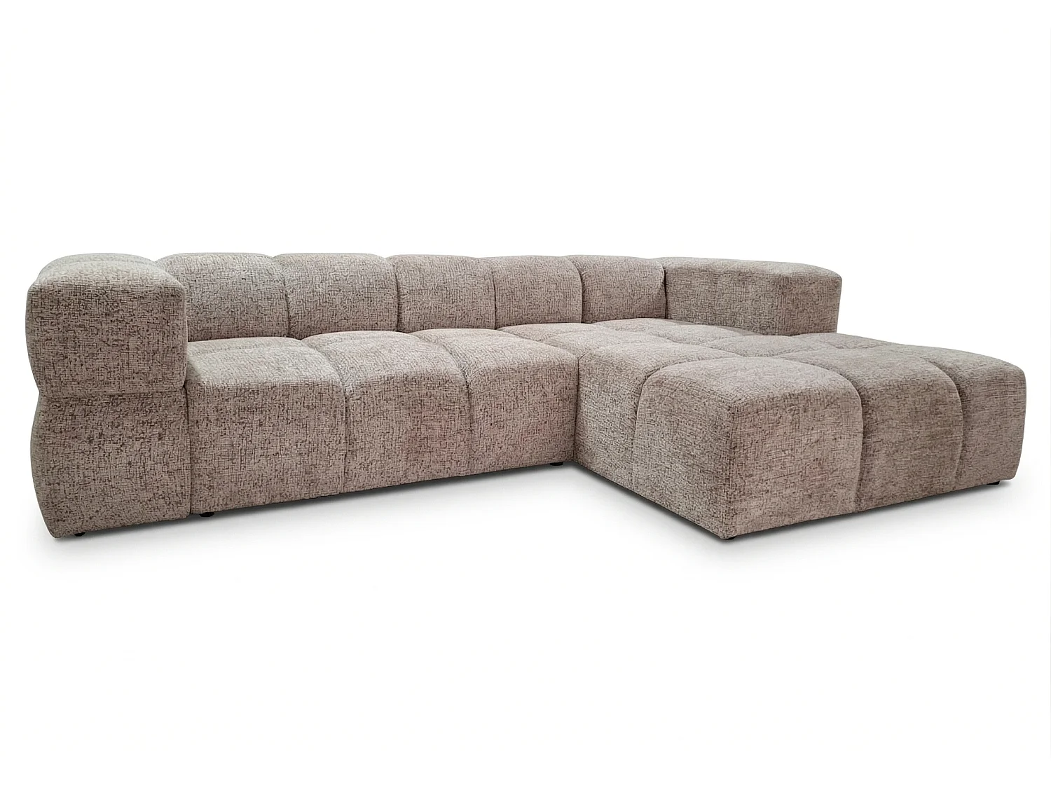 Canapé d’angle droit Valley Bubble avec fonction couchage, design moderne, coloris beige, super confortable