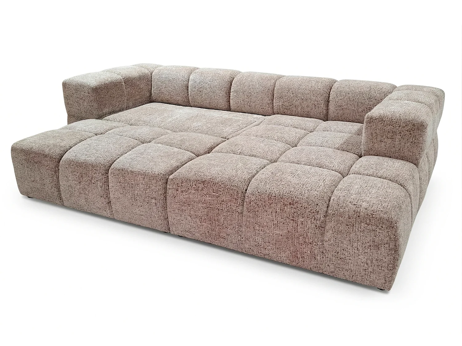 Canapé d’angle droit Valley Bubble avec fonction couchage, design moderne, coloris beige, super confortable