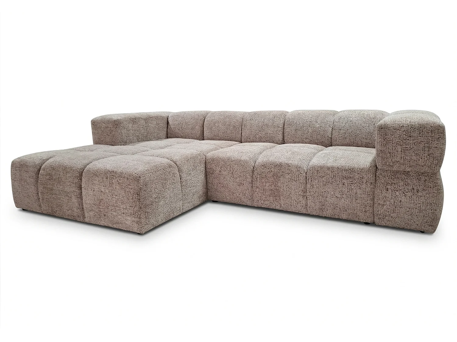 Canapé d’angle gauche Valley Bubble avec fonction couchage, design moderne, coloris beige, super confortable