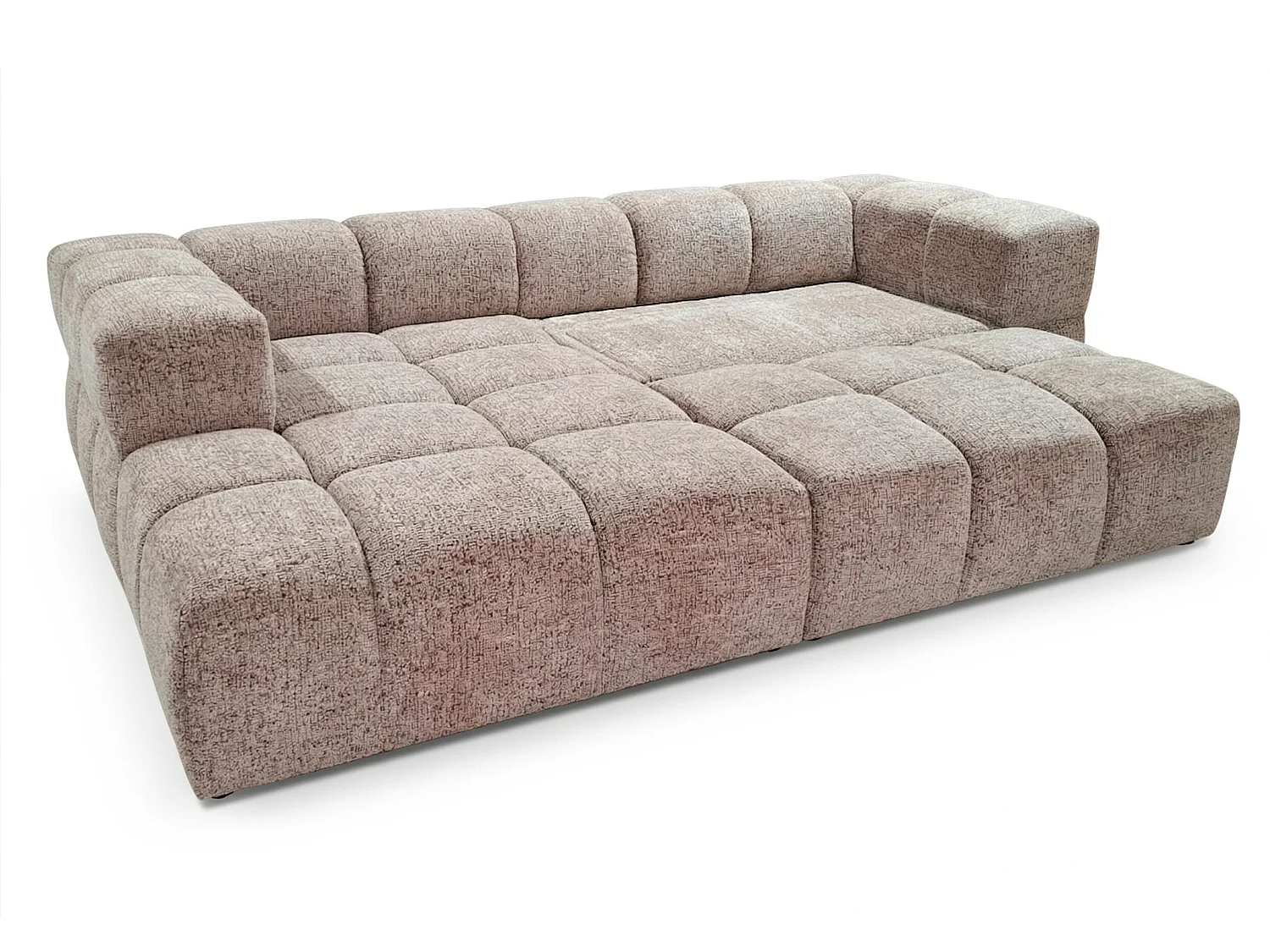 Canapé d’angle gauche Valley Bubble avec fonction couchage, design moderne, coloris beige, super confortable