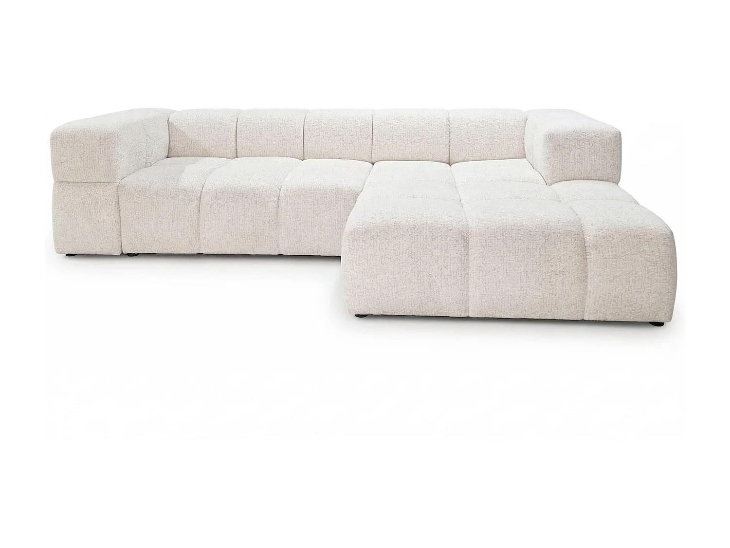 Canapé d’angle droit Valley Bubble avec fonction couchage, design moderne, coloris blanc, super confortable