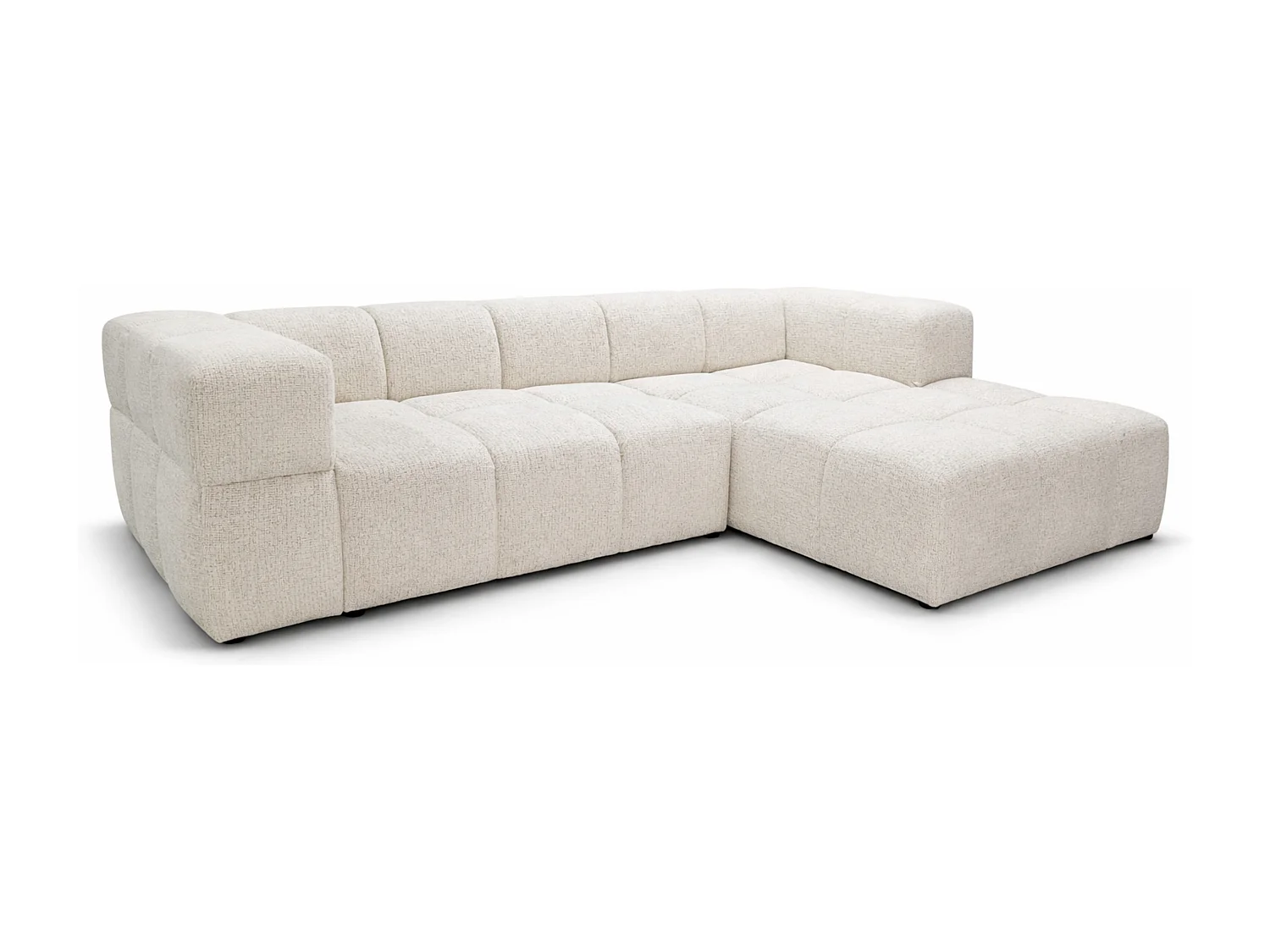Canapé d’angle droit Valley Bubble avec fonction couchage, design moderne, coloris blanc, super confortable