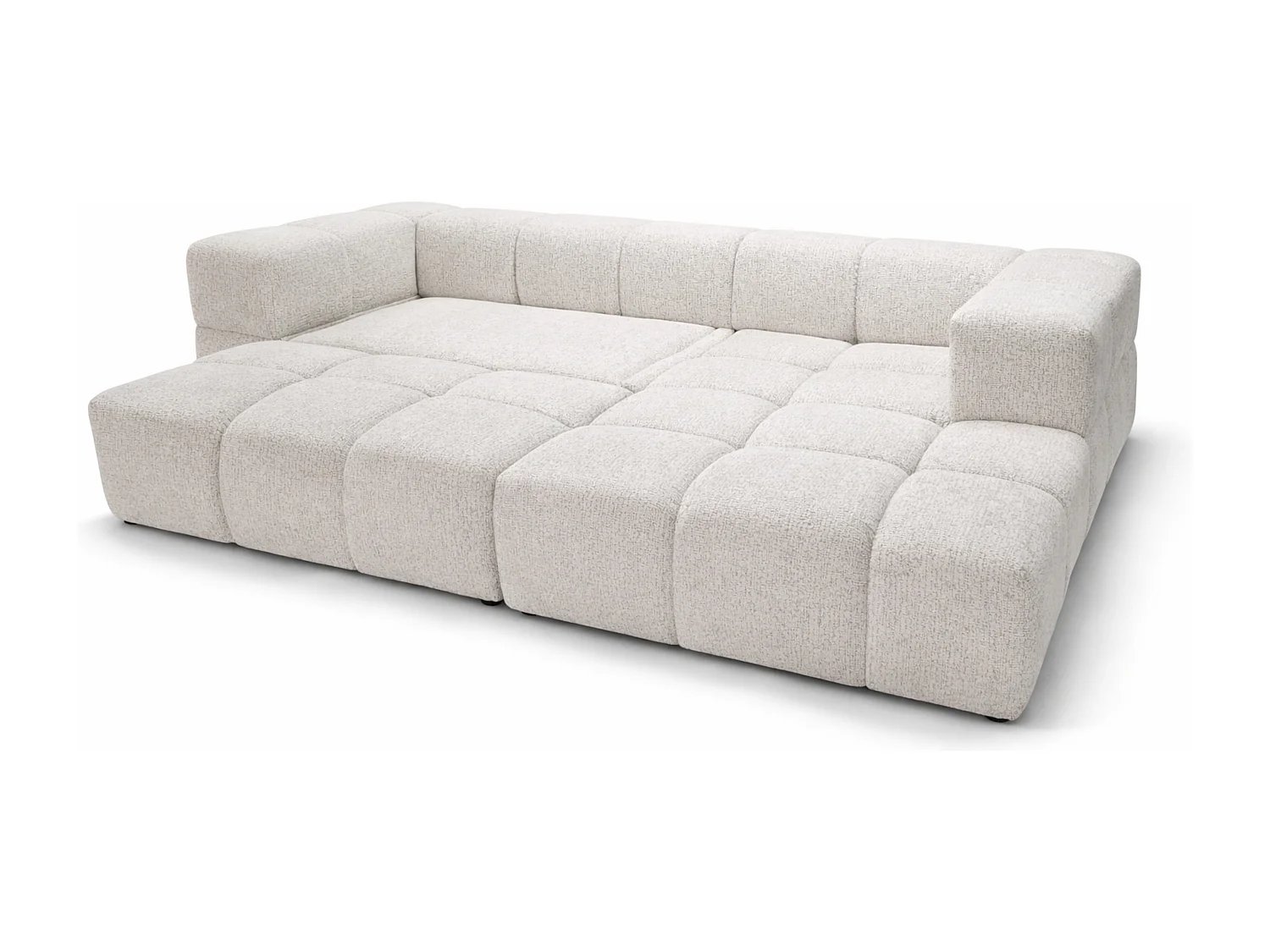 Canapé d’angle droit Valley Bubble avec fonction couchage, design moderne, coloris blanc, super confortable