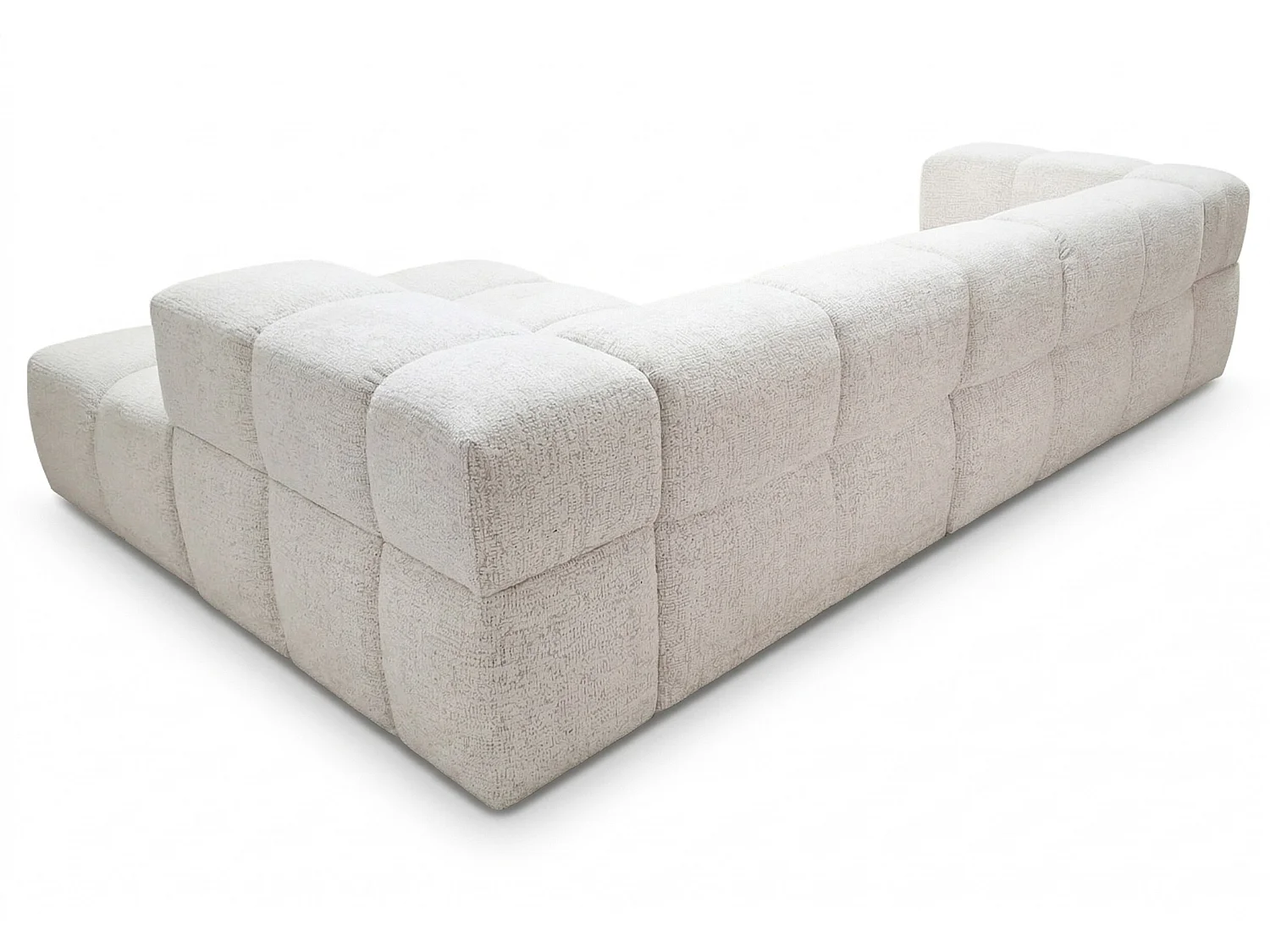 Canapé d’angle droit Valley Bubble avec fonction couchage, design moderne, coloris blanc, super confortable